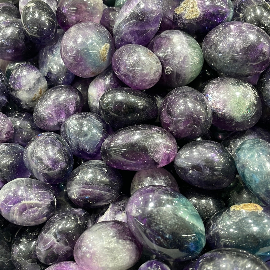 Purple Rainbow Fluorite Tumblestone