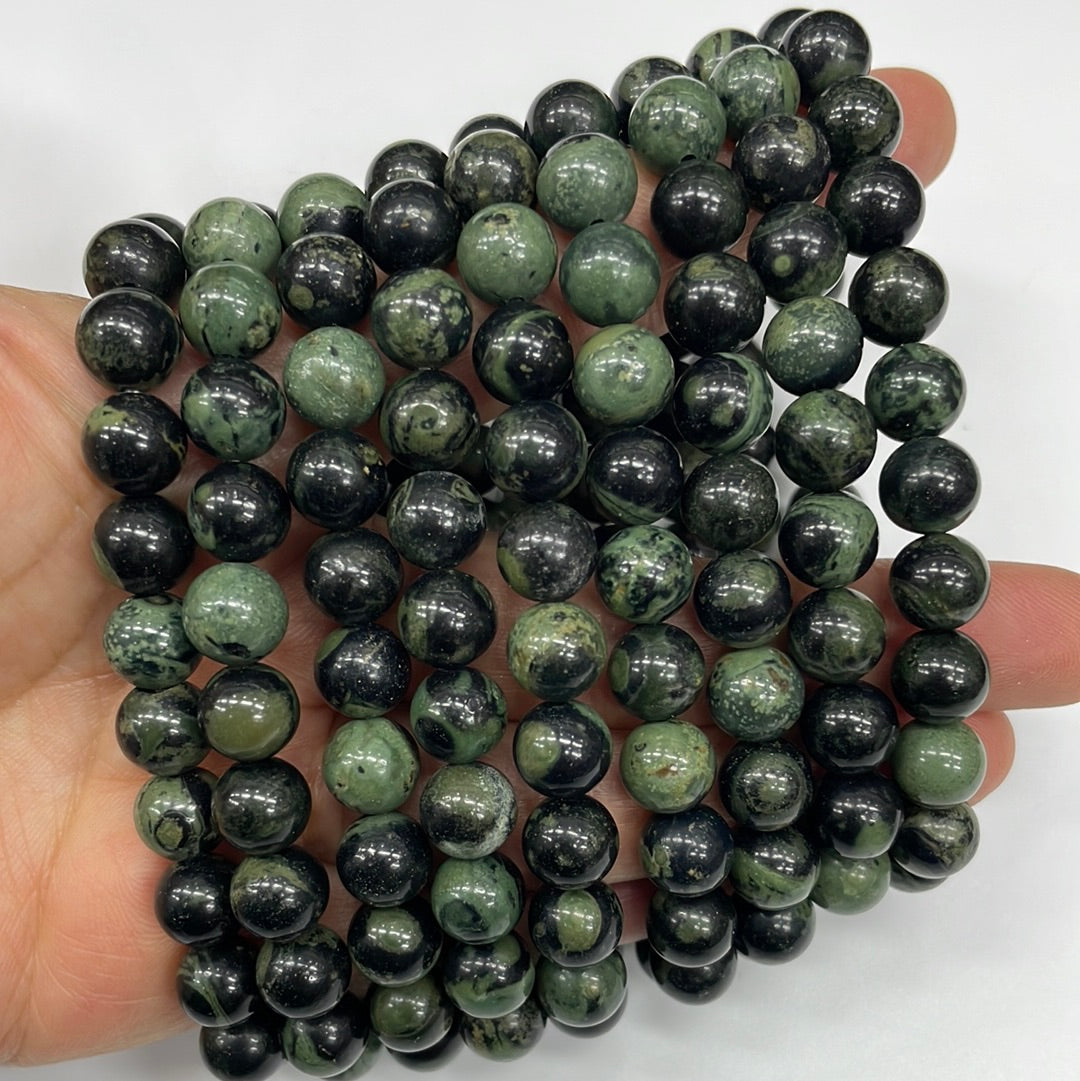 Kambaba Jasper Round Bead Stretch Bracelet
