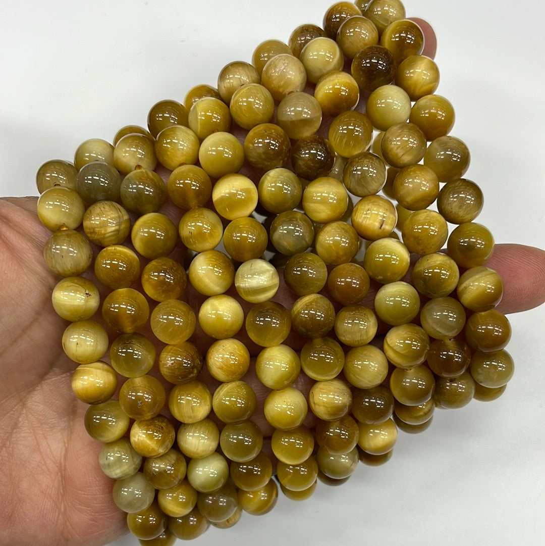 Golden Tiger's Eye Round Bead Stretch Bracelet