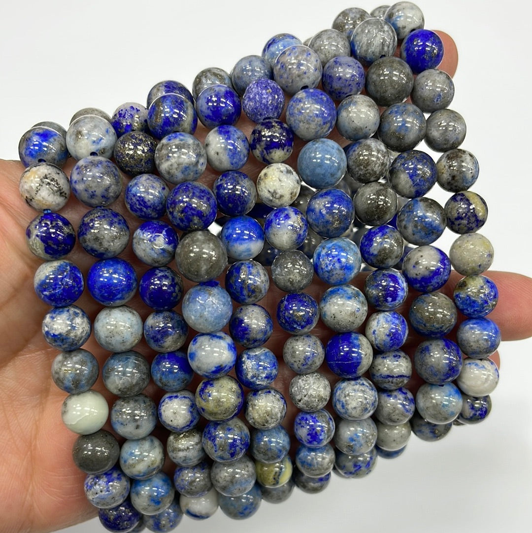 Lapis Round Bead Stretch Bracelet
