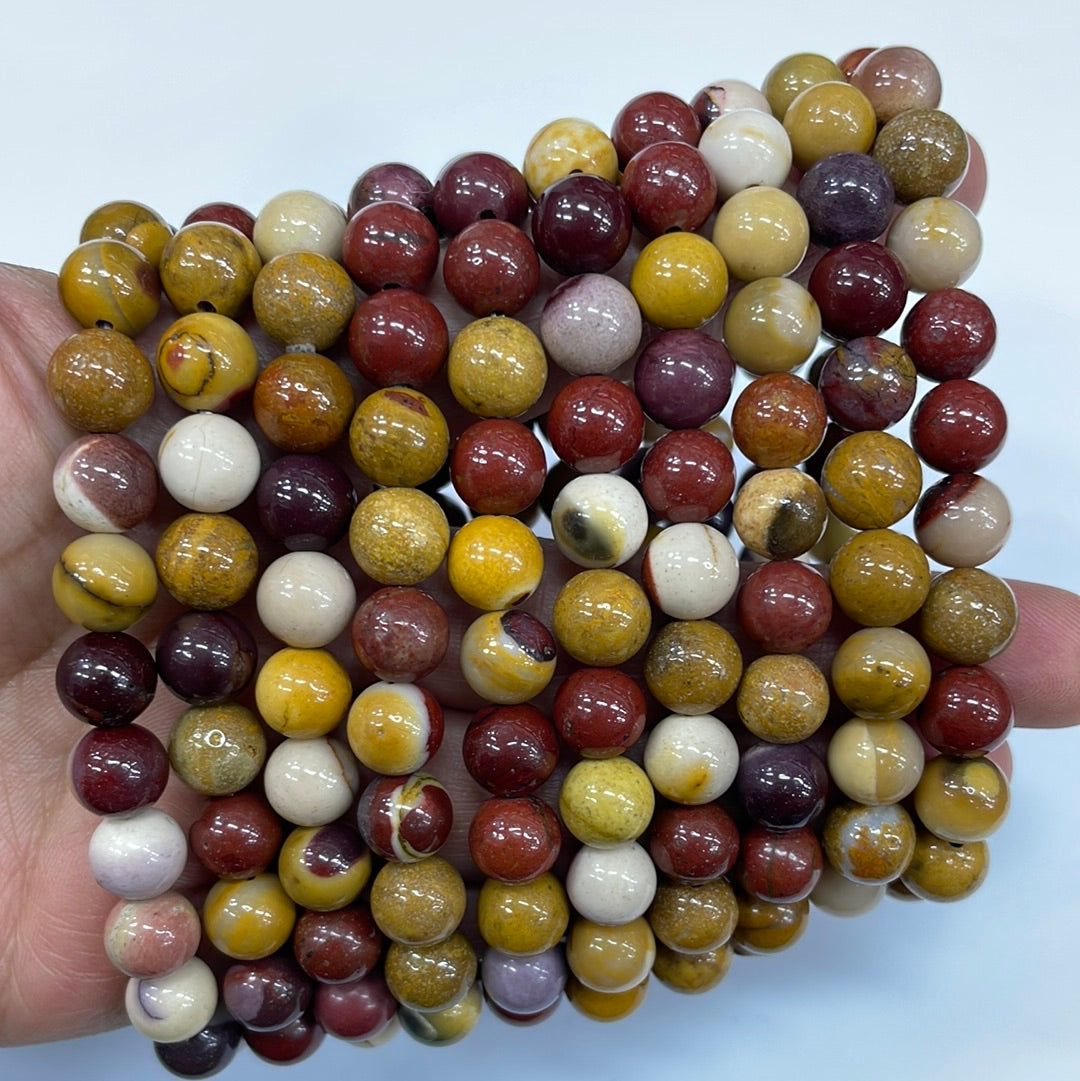 Mookaite Round Bead Stretch Bracelet