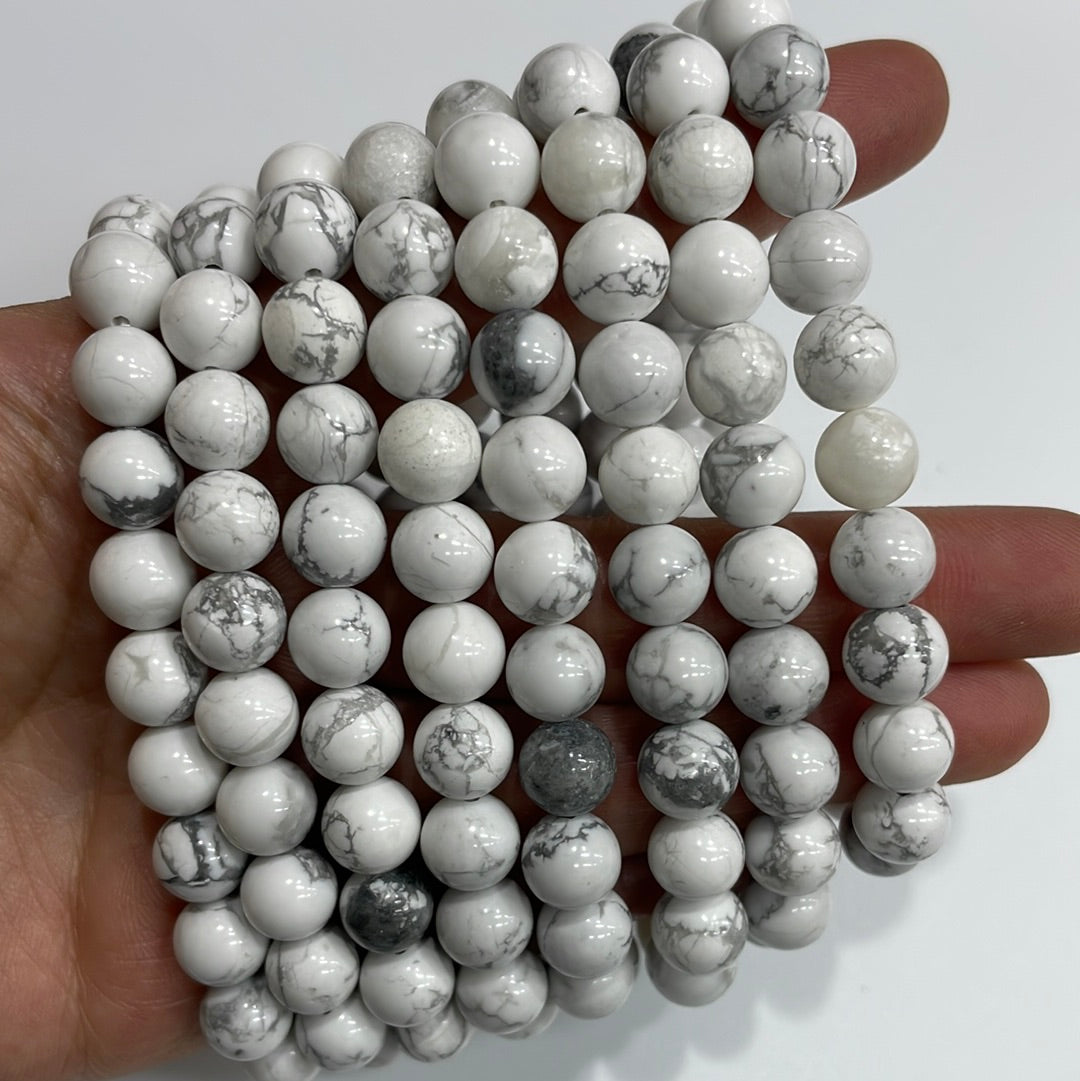 Howlite Round Bead Stretch Bracelet