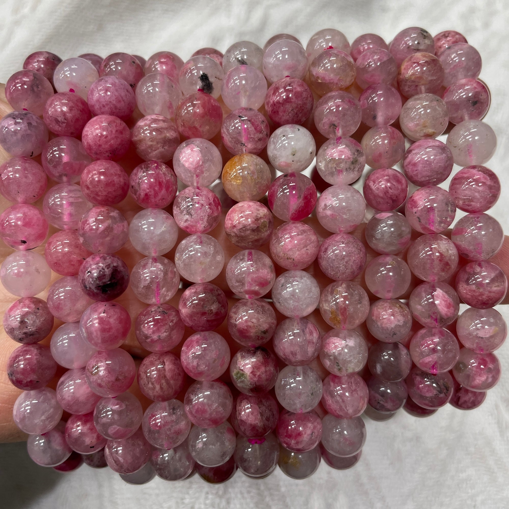 Cherry Rhodonite Beaded Stretch Bracelet - Grade AA
