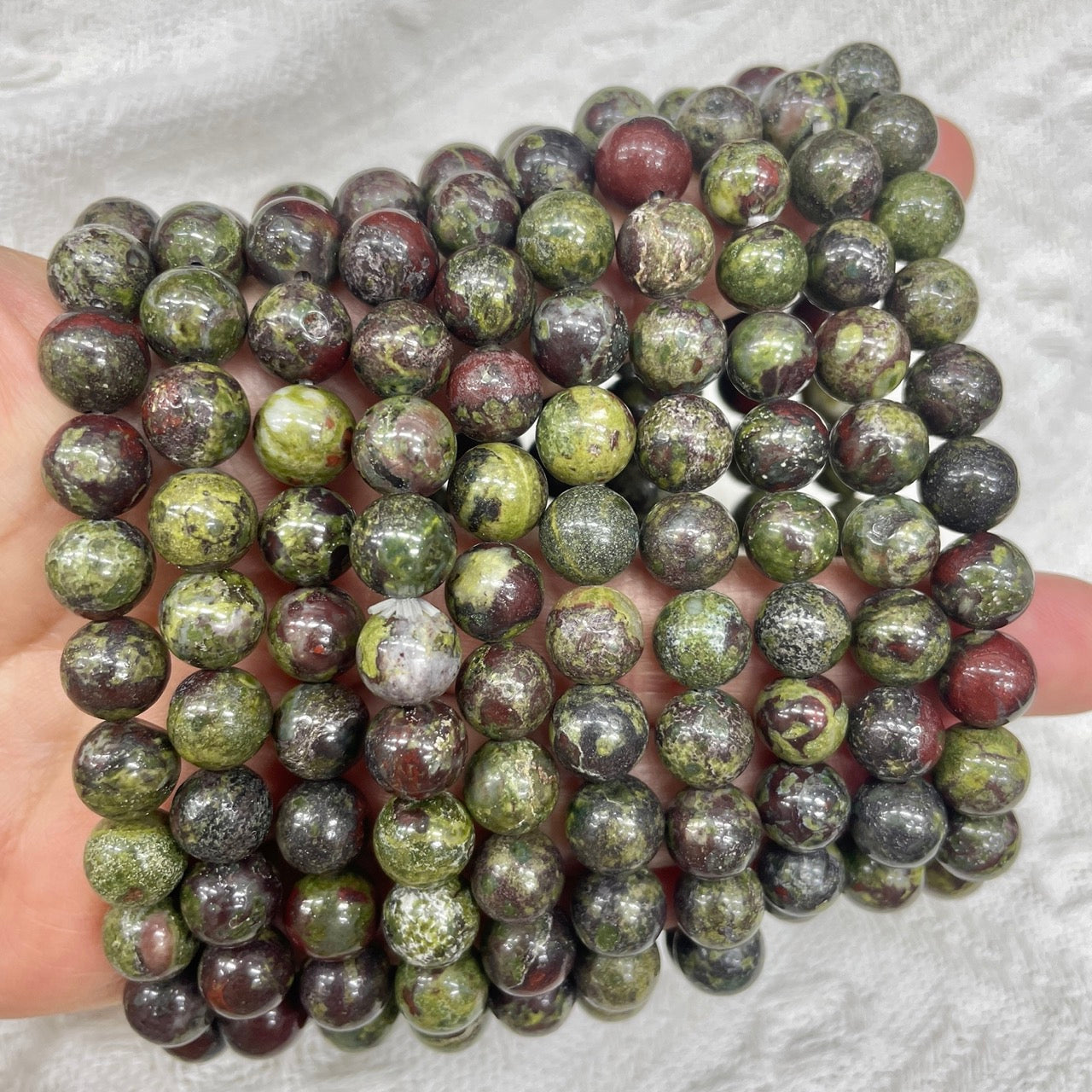 Dragon Blood Jasper Beaded Stretch Bracelet