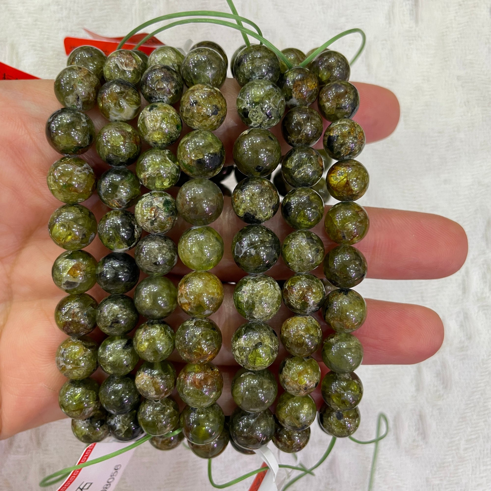 Peridot Round Bead Stretch Bracelet-Grade A