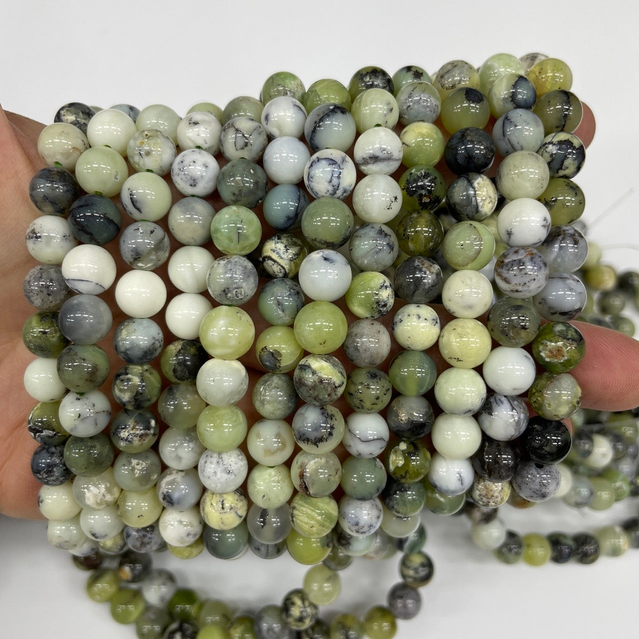 Green Opal Beaded Stretch Bracelet