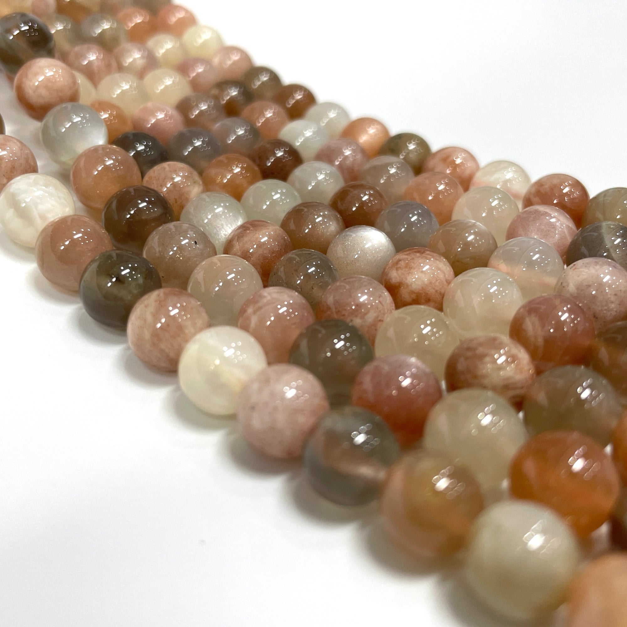 Grey & rose sunstone loose beads