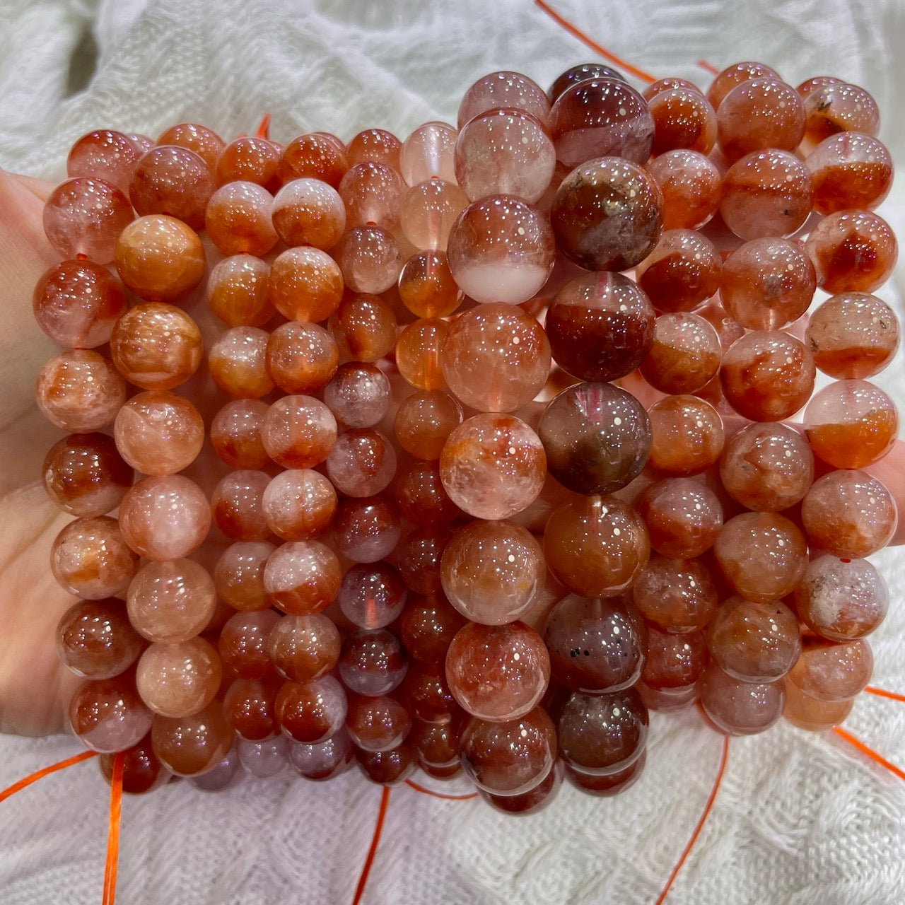 Red Rabbit Quartz Round Bead Stretch Bracelet-Grade A