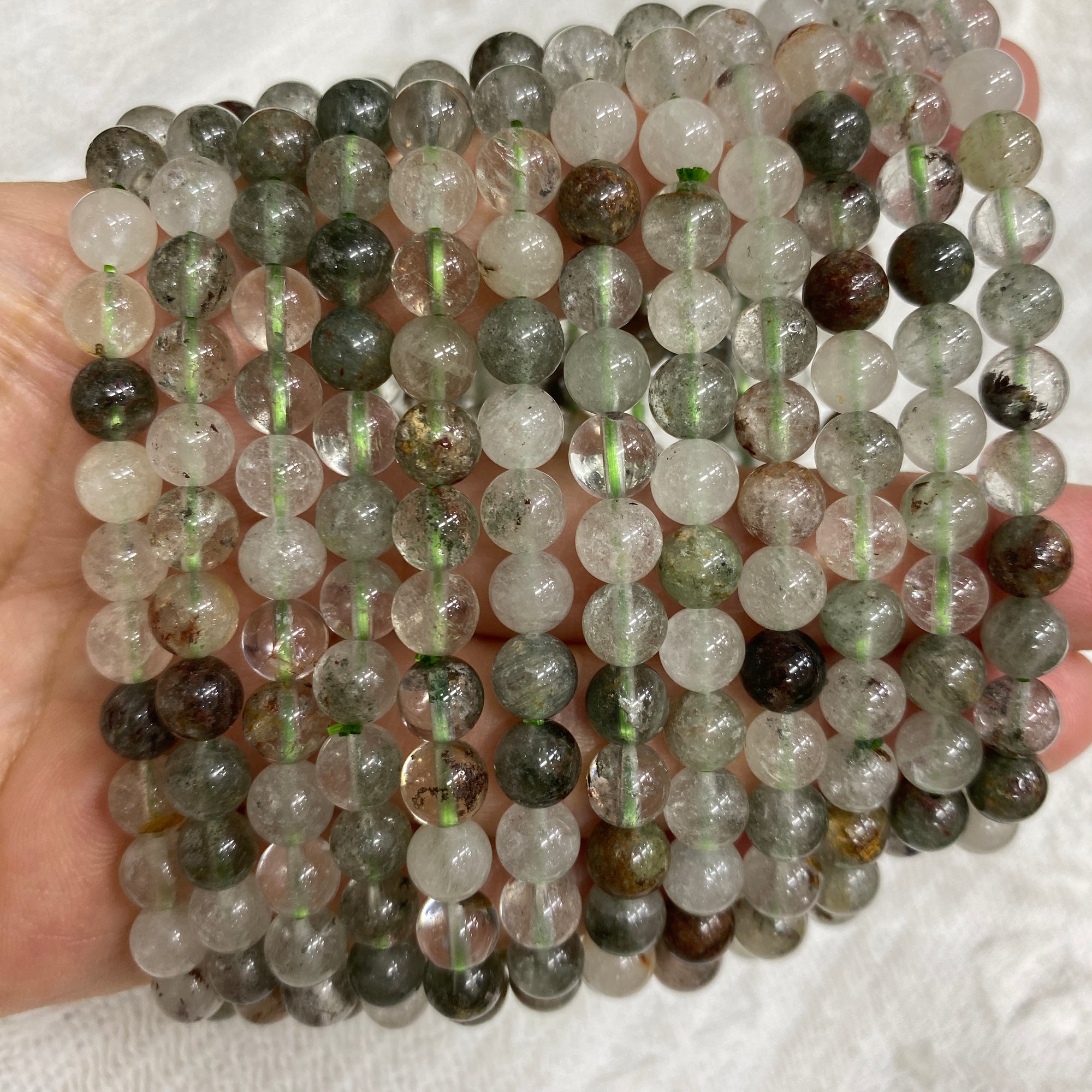 Garden Quartz Round Bead Stretch Bracelet