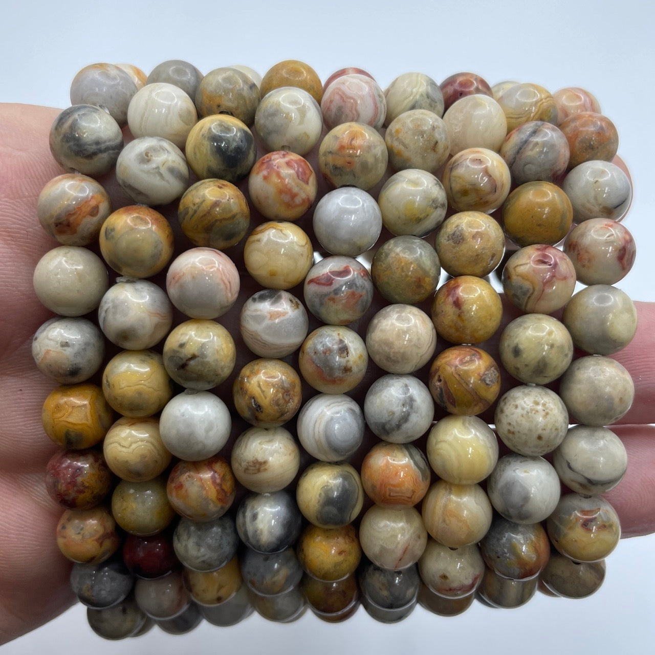 Crazy Agate Round Bead Stretch Bracelet
