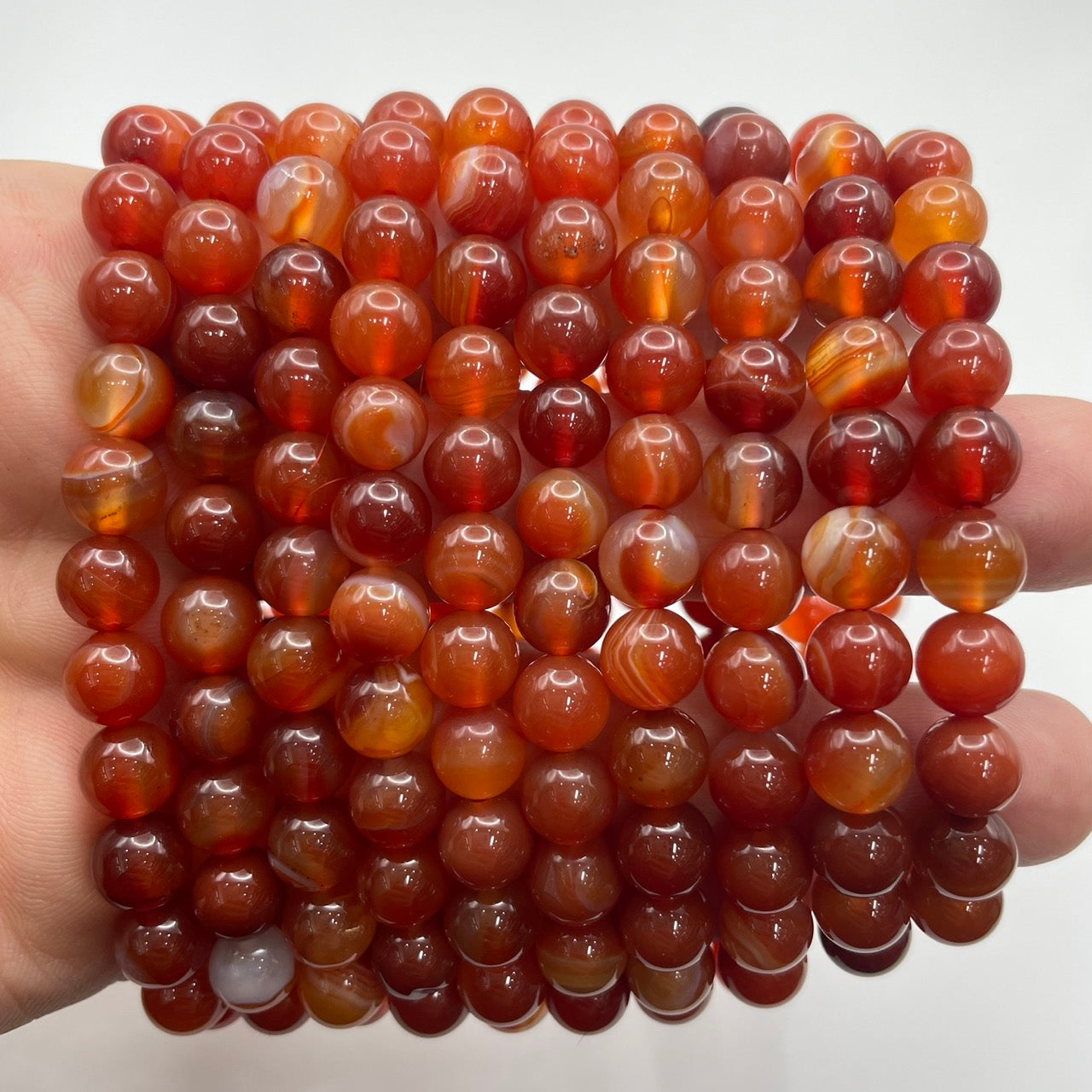 Carnelian Round Bead Stretch Bracelet