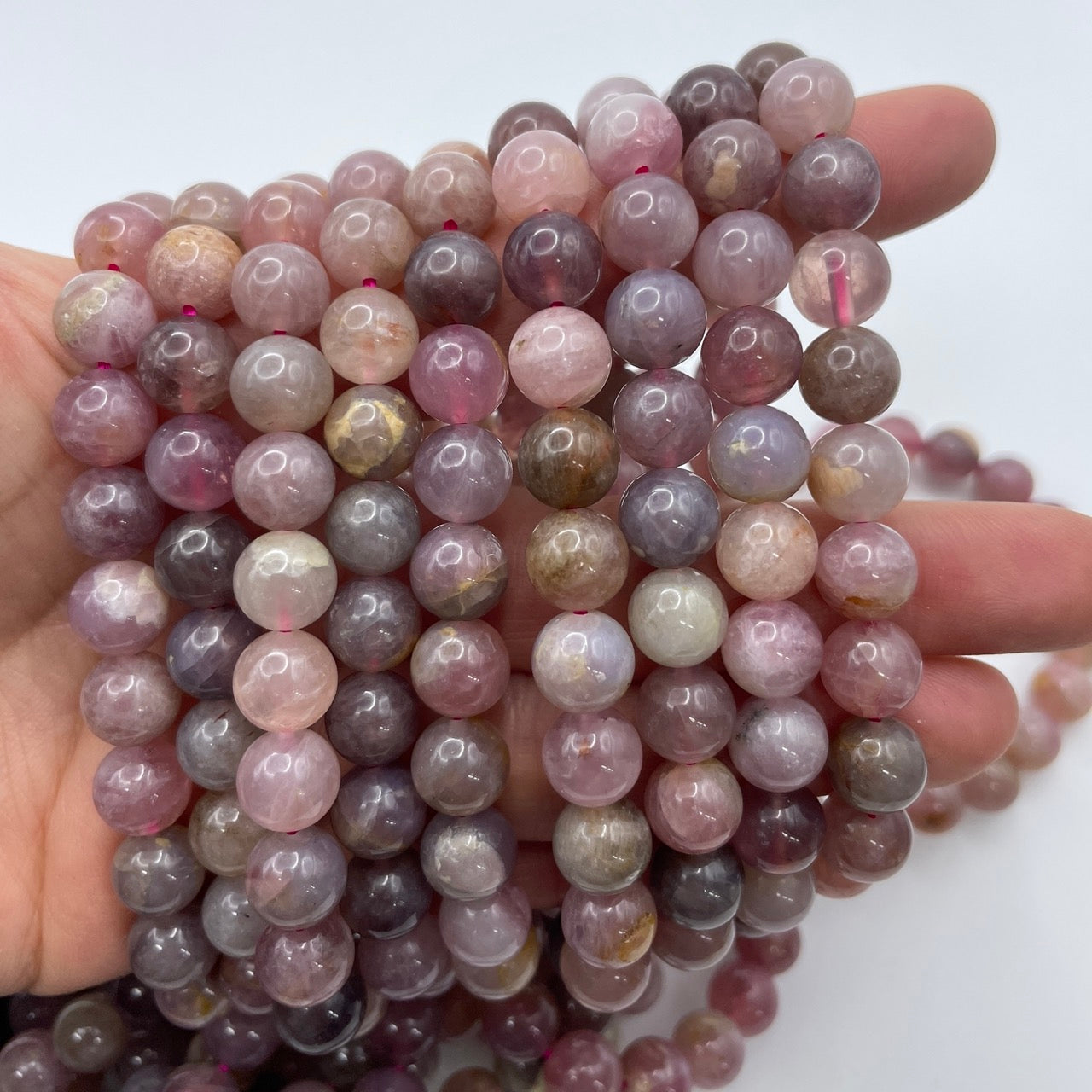Pink Amethyst Round Bead Stretch Bracelet