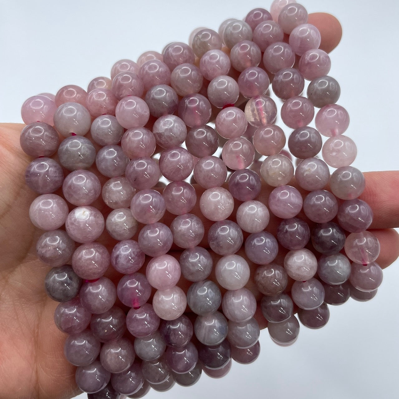 Pink Amethyst Round Bead Stretch Bracelet-Grade A
