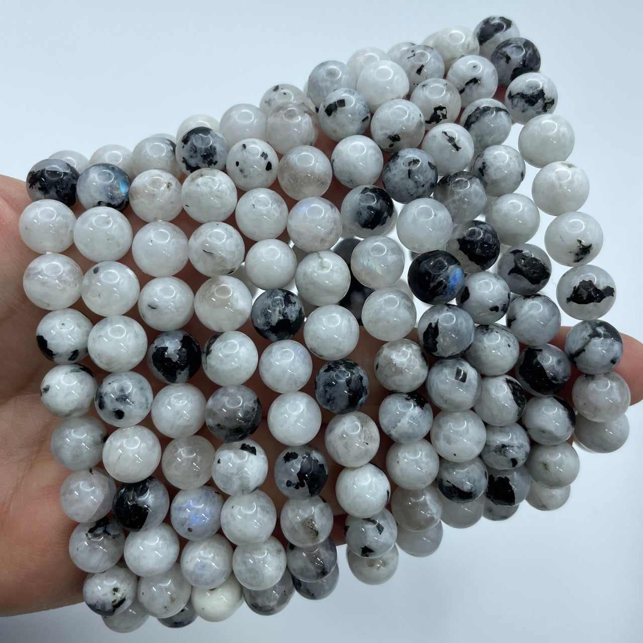 Moonstone Round Bead Stretch Bracelet-Grade A