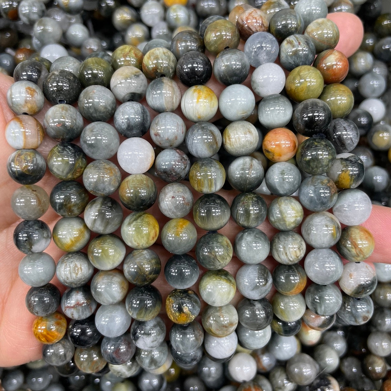 Hawk-eye/Eagle Eye Stone Round Bead Stretch Bracelet-Grade A