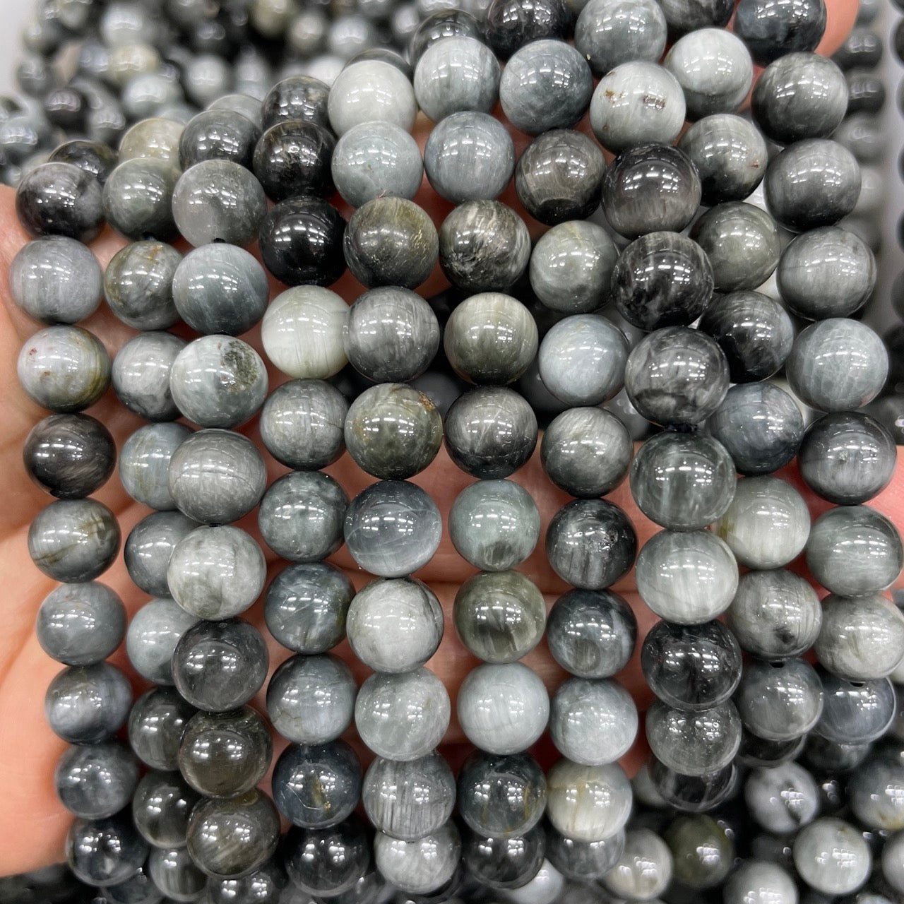 Hawk-eye/Eagle Eye Stone Round Bead Stretch Bracelet - Grade A