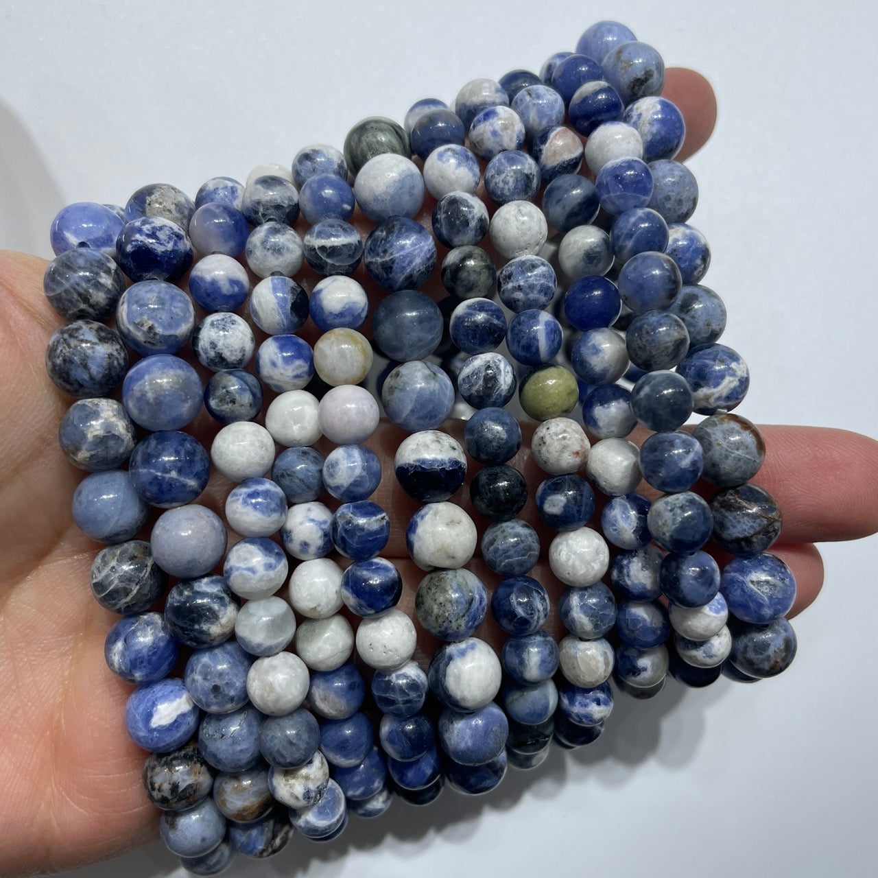 Blue Sodalite Round Bead Stretch Bracelet