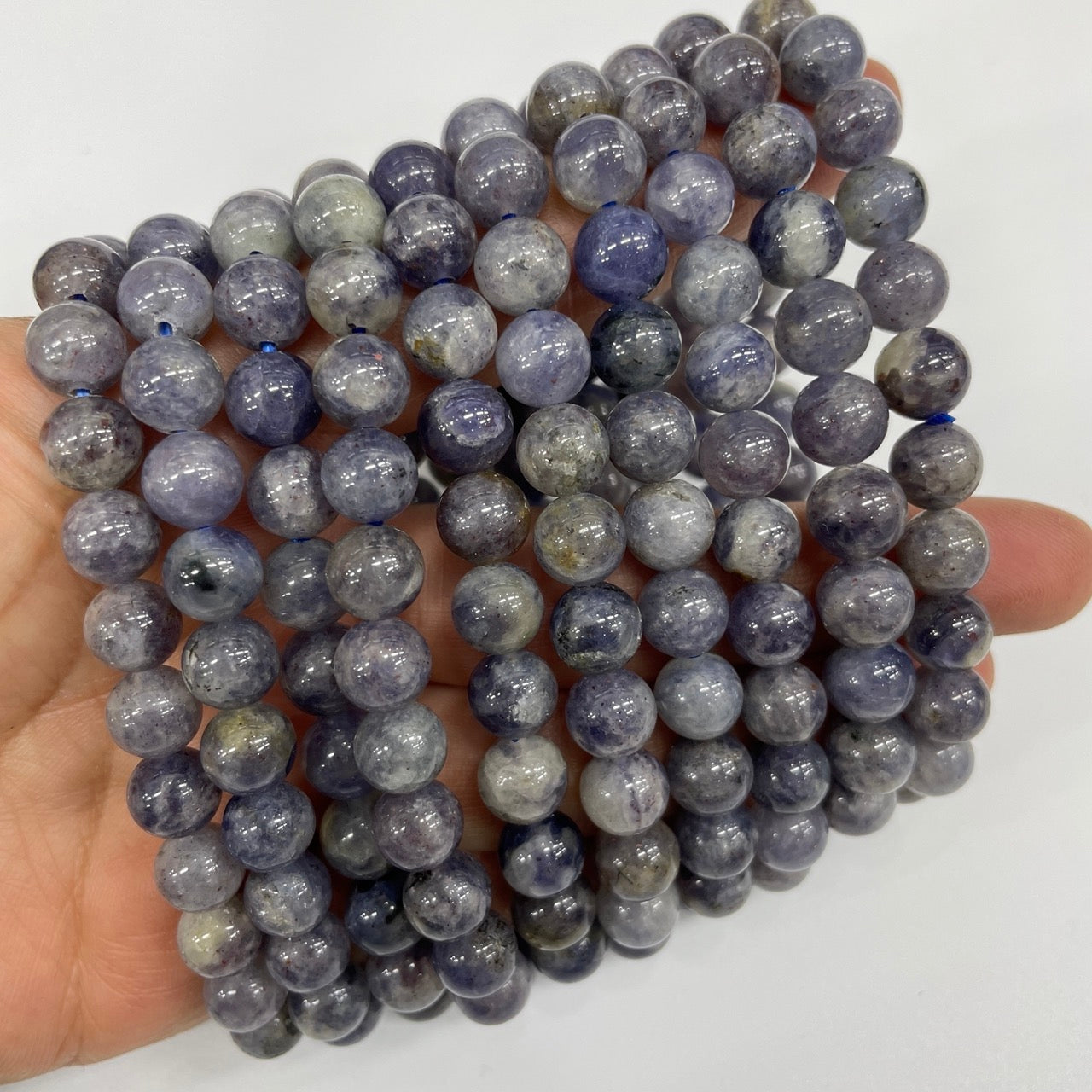 Cordierite/Lolite/Dichroite Round Bead Stretch Bracelet