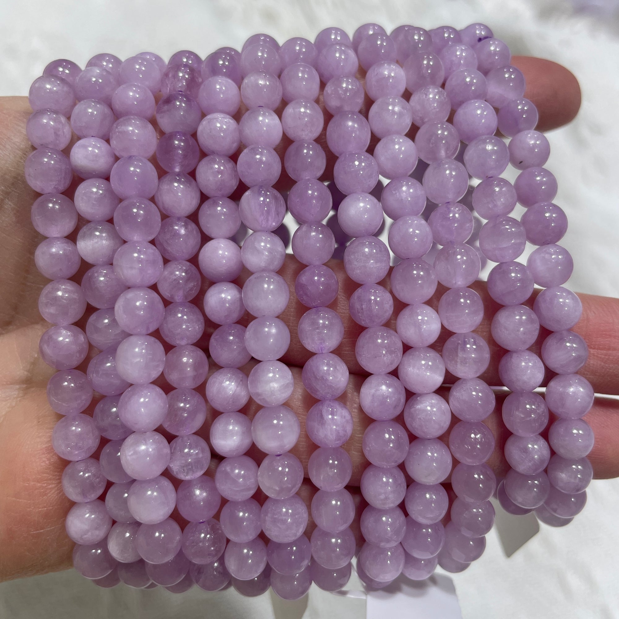 Kunzite Beaded Stretch Bracelet - Grade AA