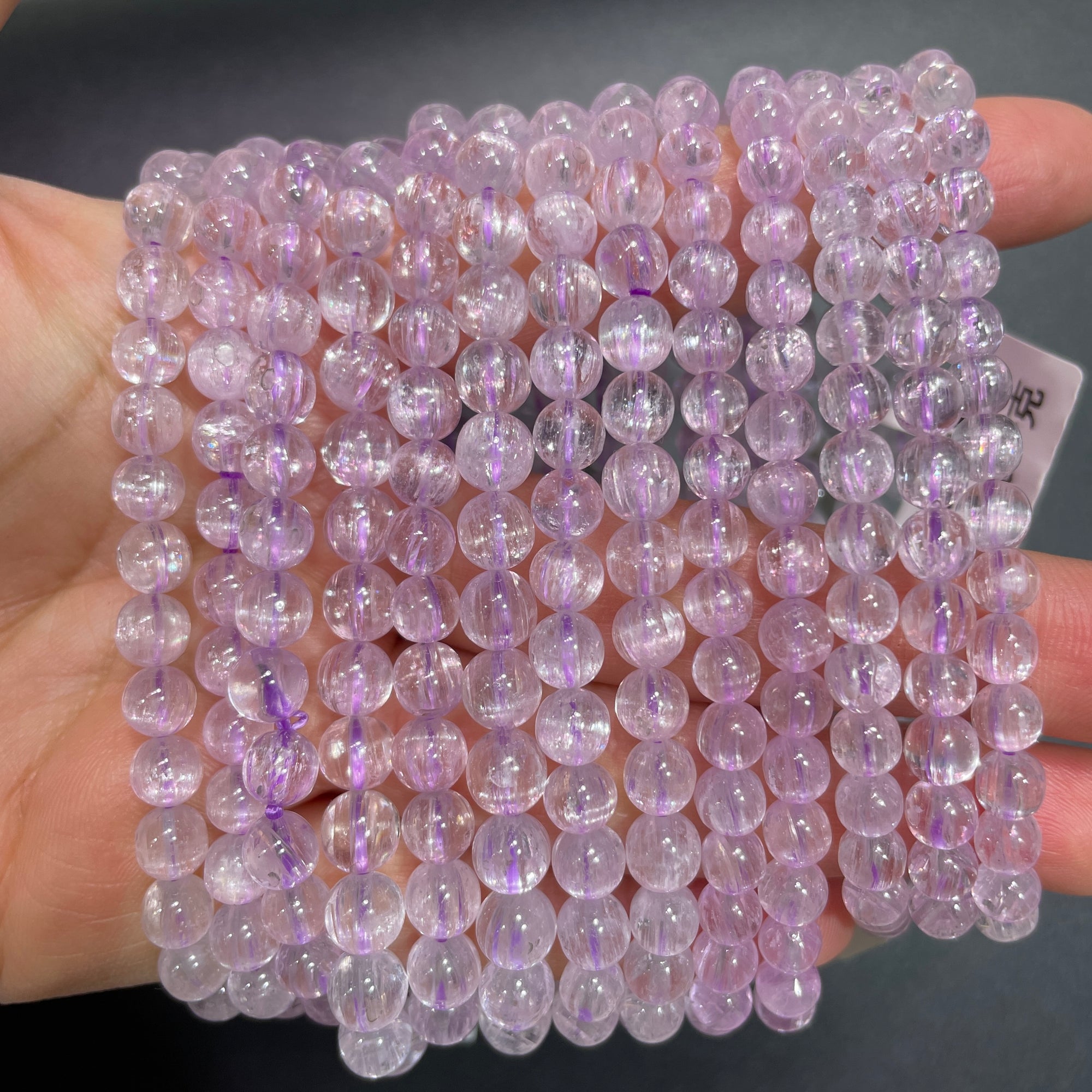 Kunzite Beaded Stretch Bracelet - Grade AAA