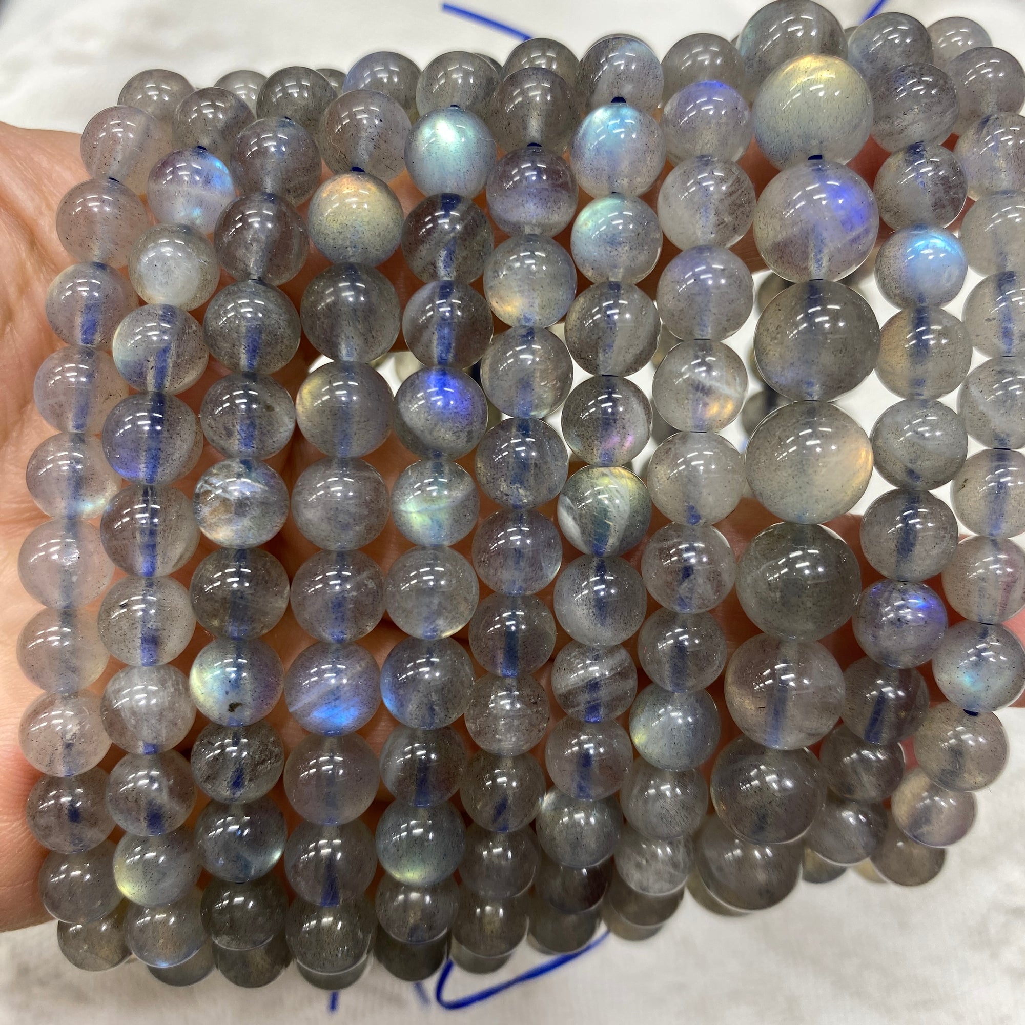 Labradorite Beaded Stretch Bracelet - Grade AA
