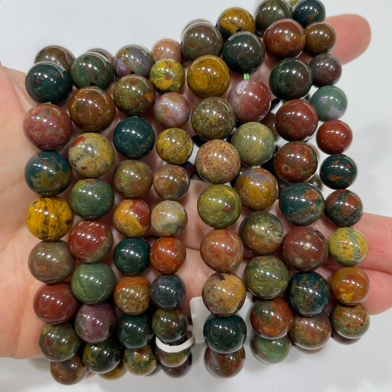 Ocean Jasper Beaded Stretch Bracelet - Grade AA