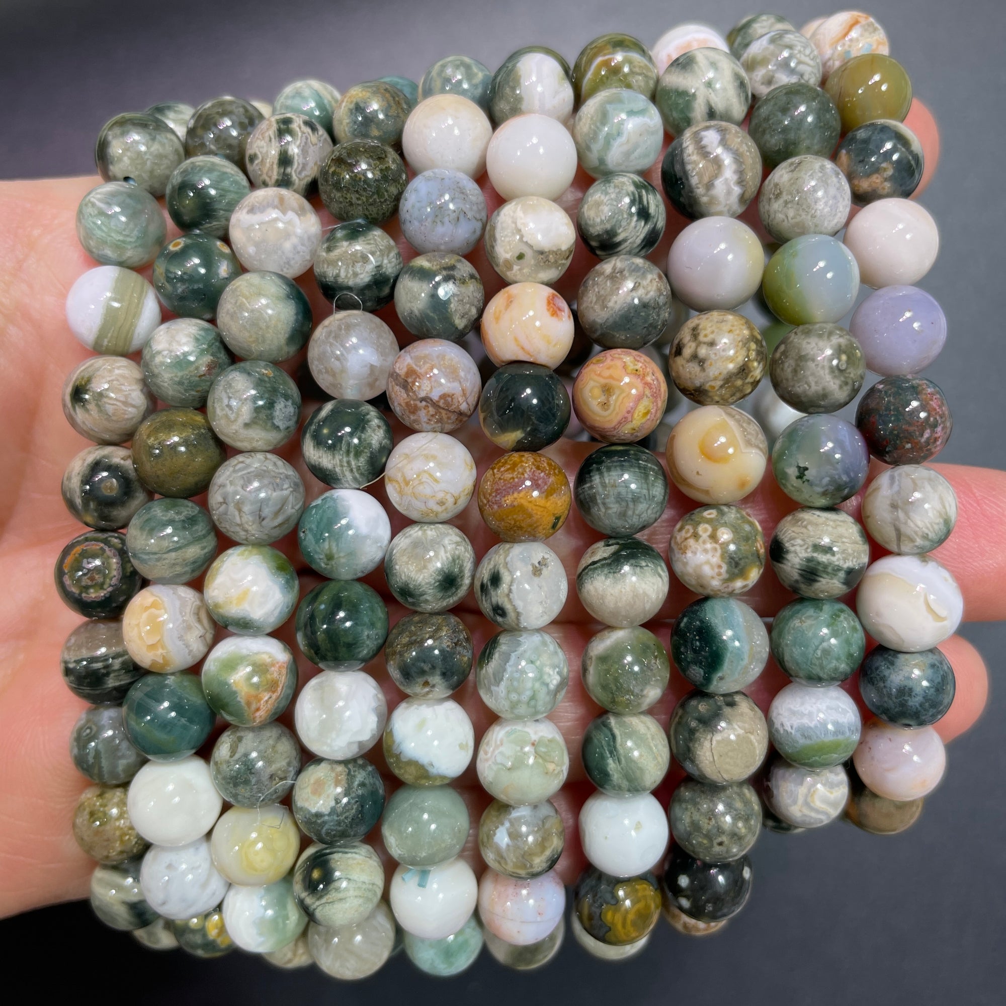 Ocean Jasper Beaded Stretch Bracelet - Grade AAA