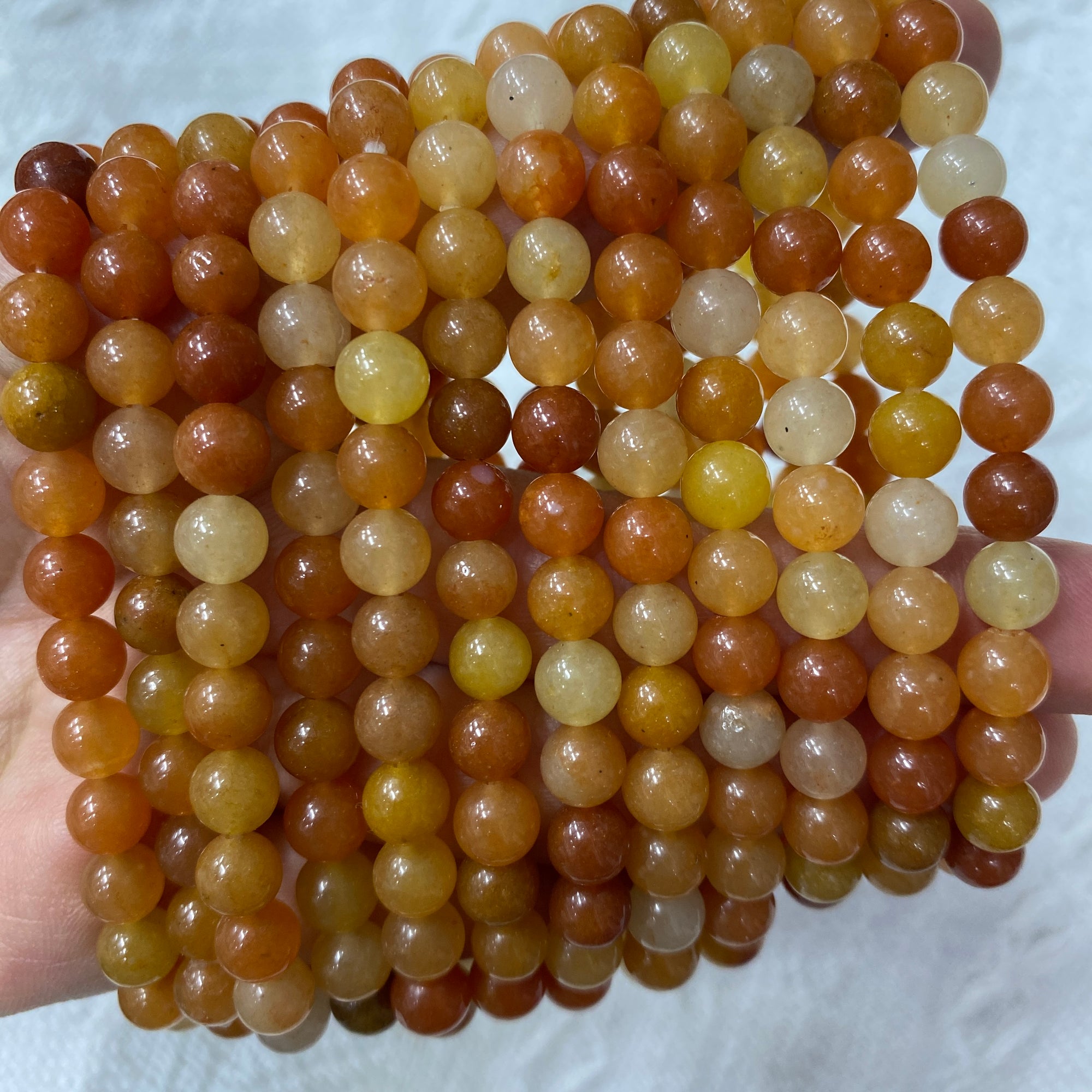 Orange Aventurine Beaded Stretch Bracelet