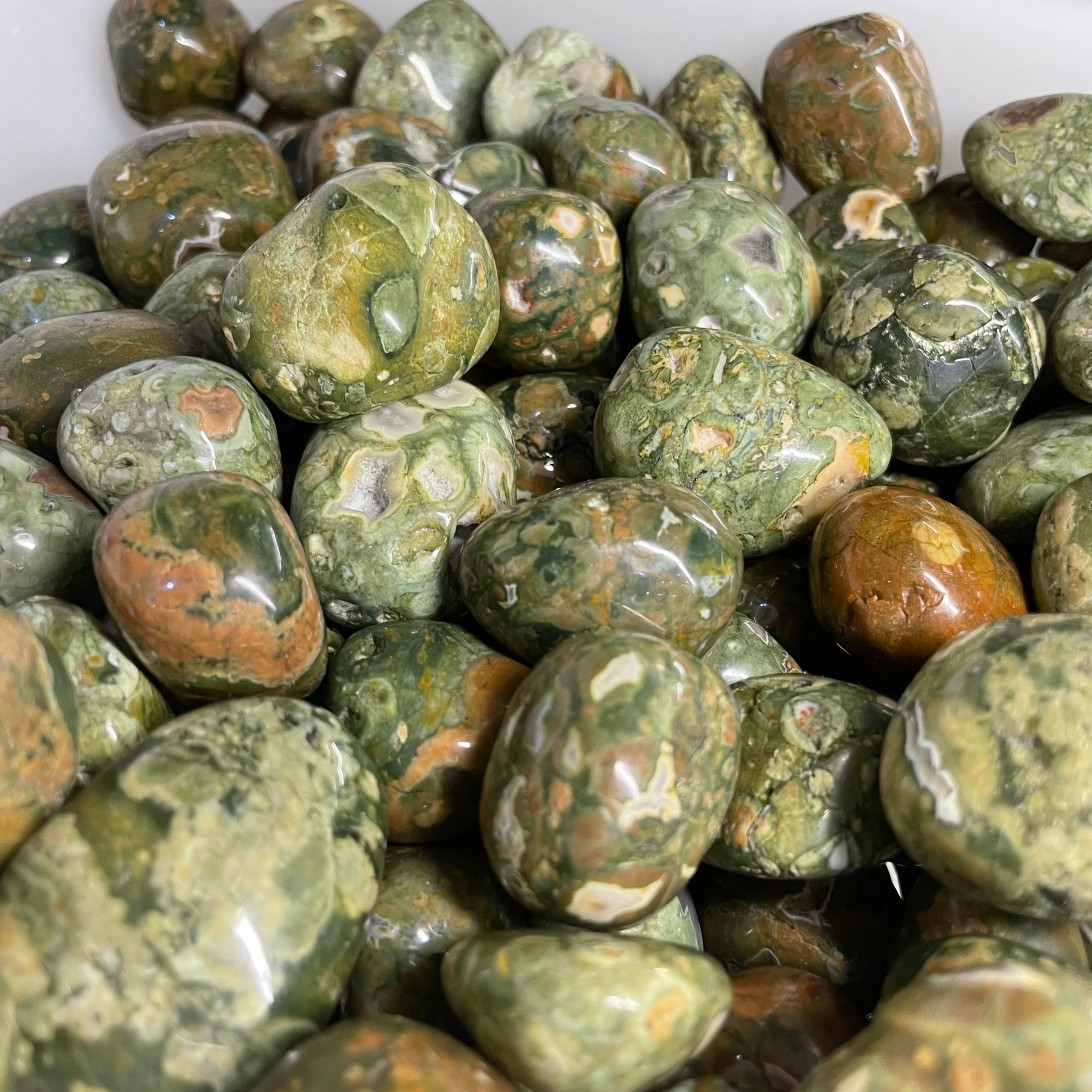 Rainforest Jasper/Ryolite Jasper tumbled stone