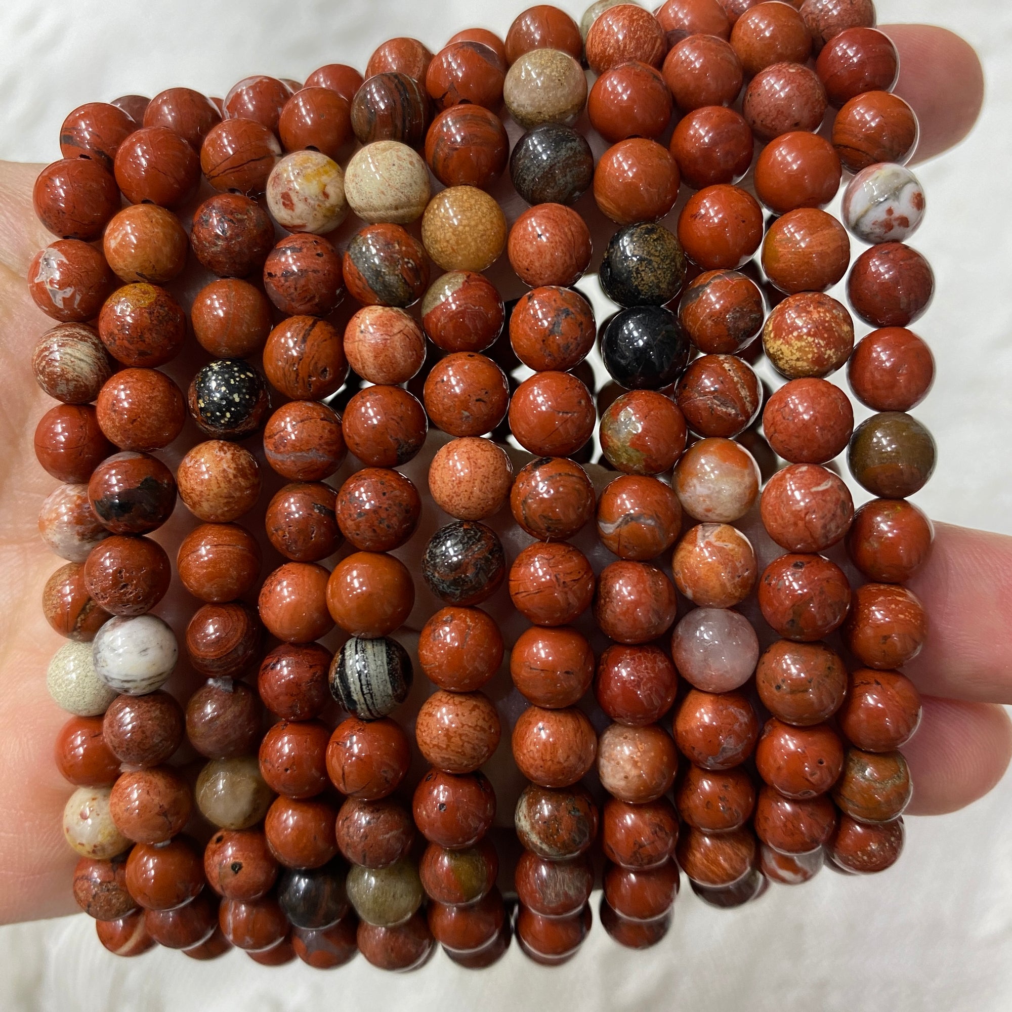 Red Jasper Beaded Stretch Bracelet