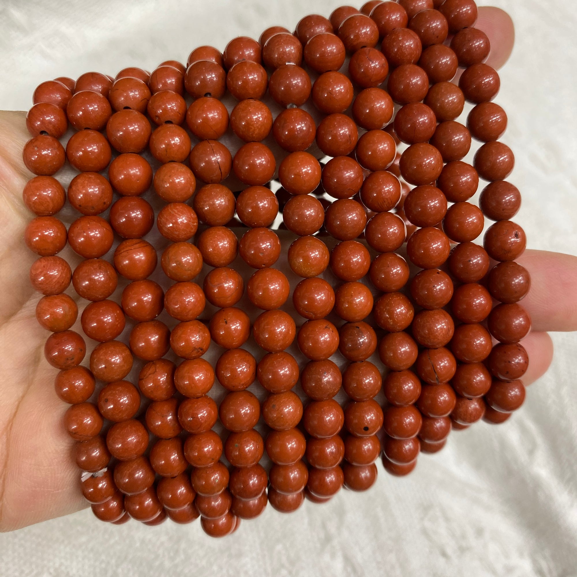 Red Jasper Beaded Stretch Bracelet 1