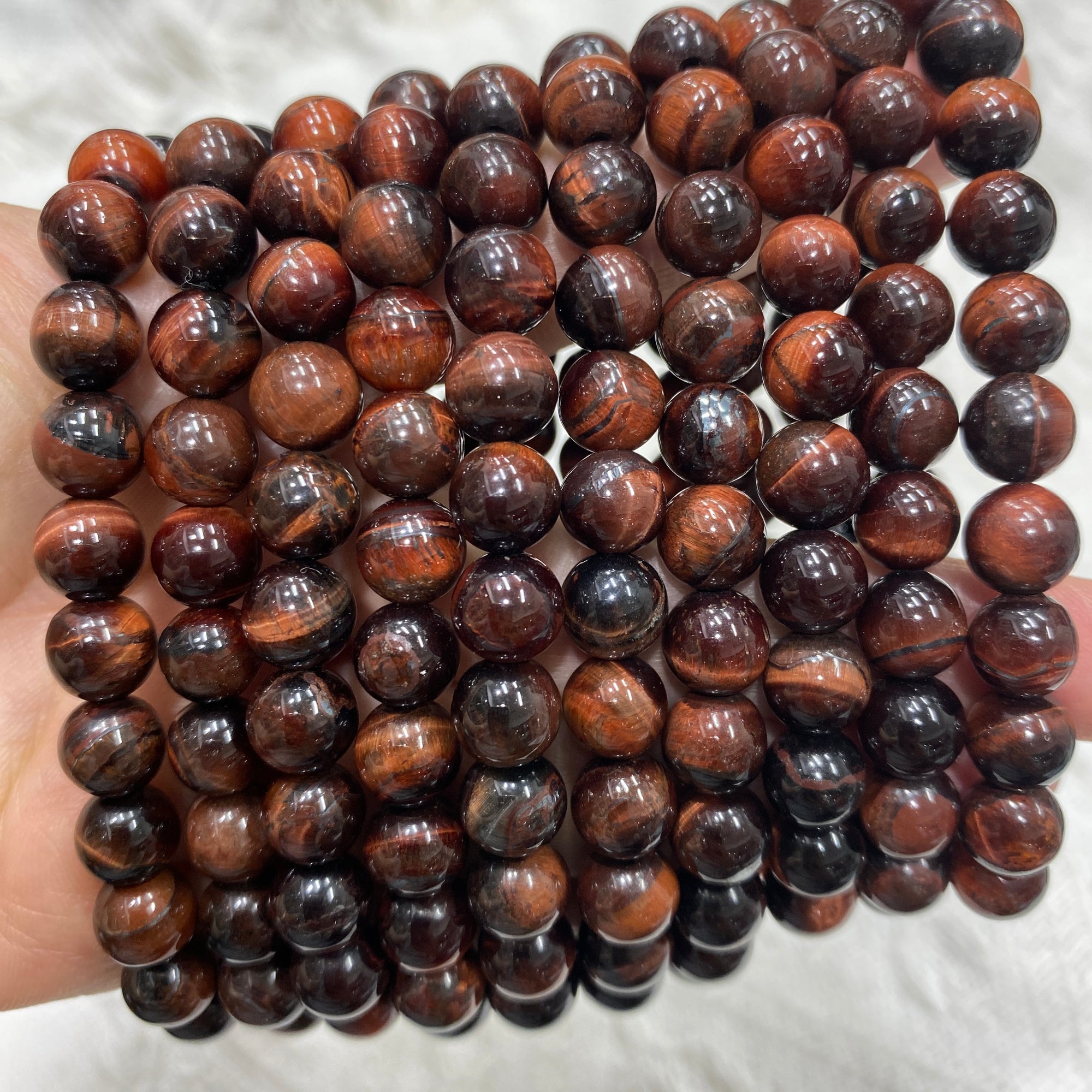 Red Tiger's Eye Beaded Stretch Bracelet