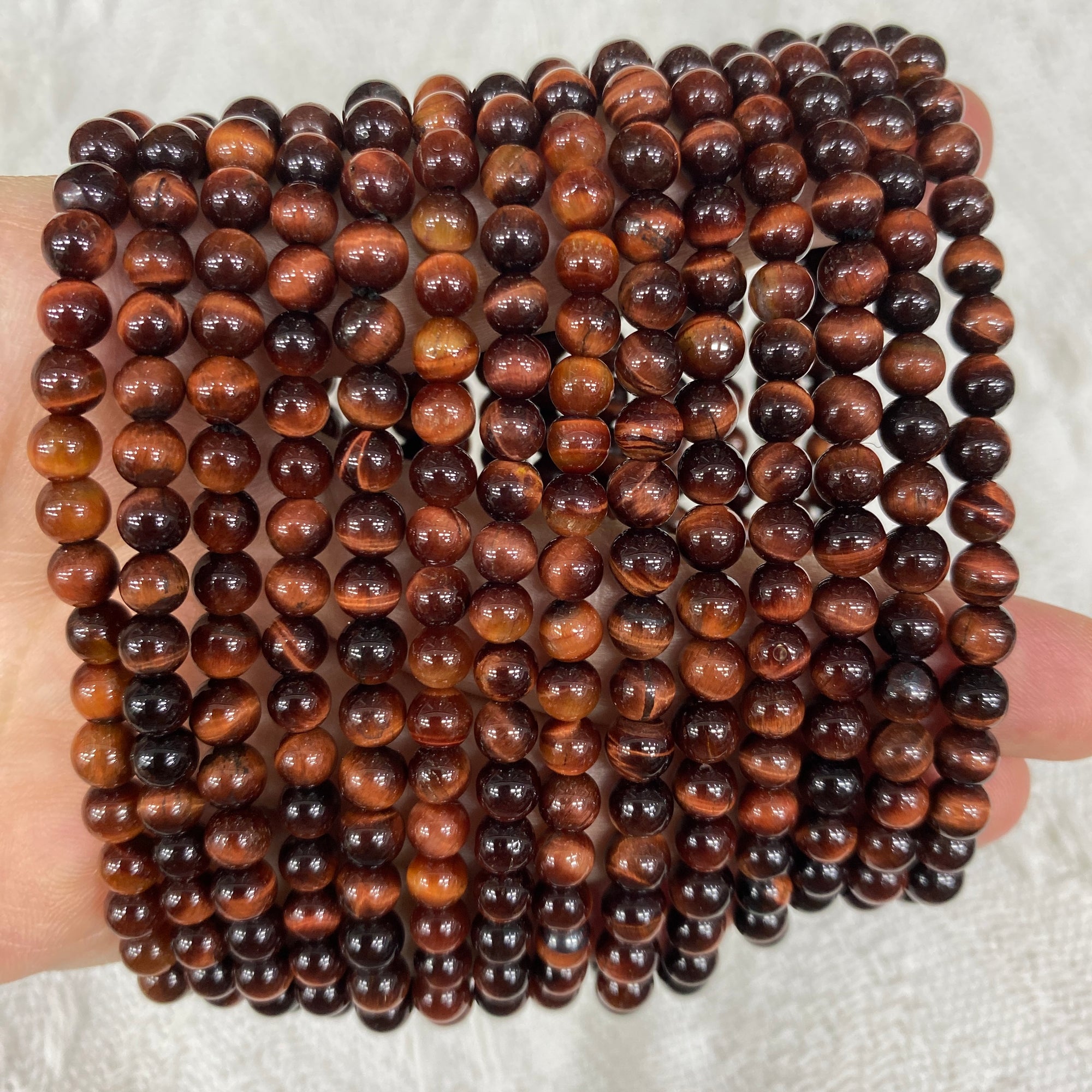 Red Tiger's Eye Beaded Stretch Bracelet a
