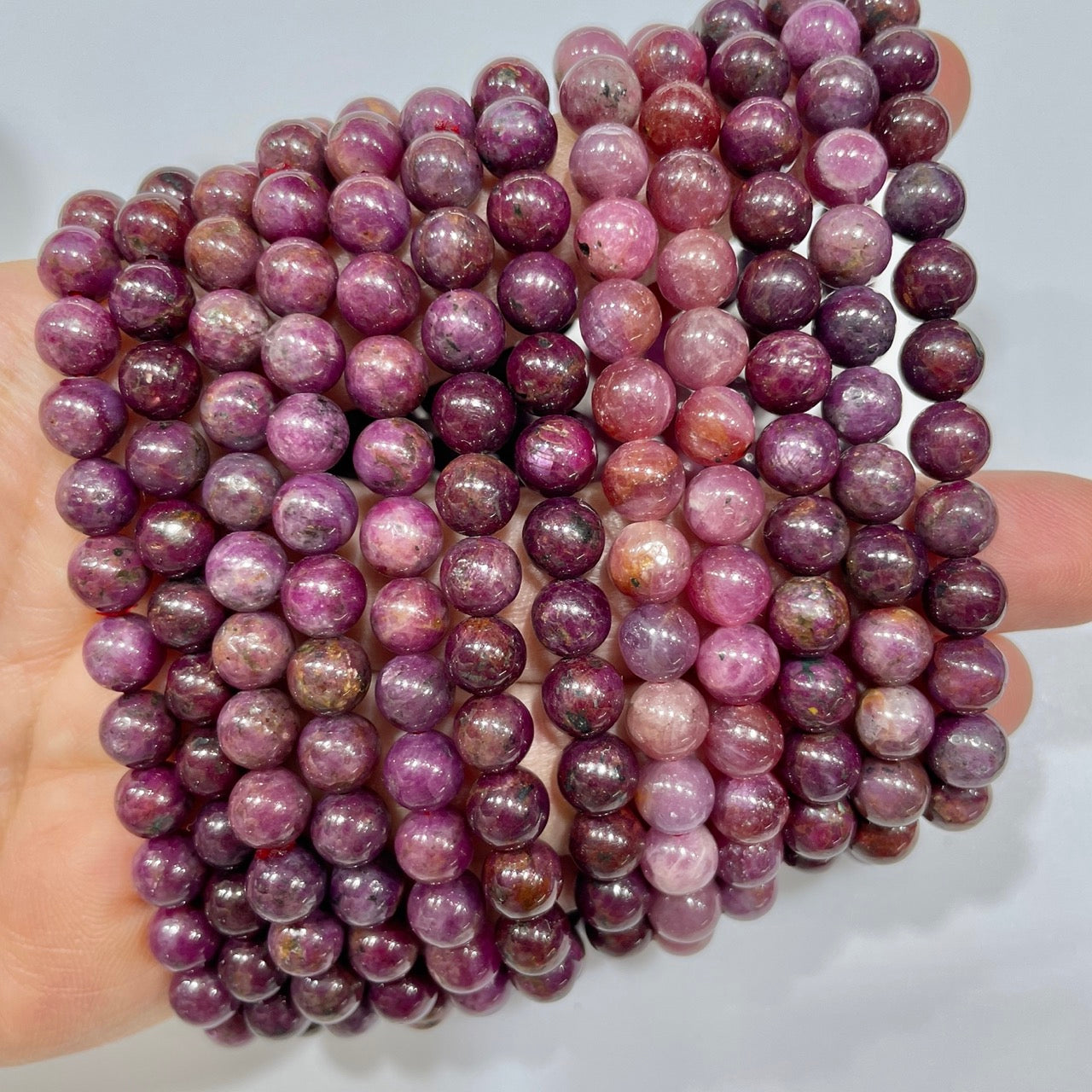 Ruby Beaded Stretch Bracelet