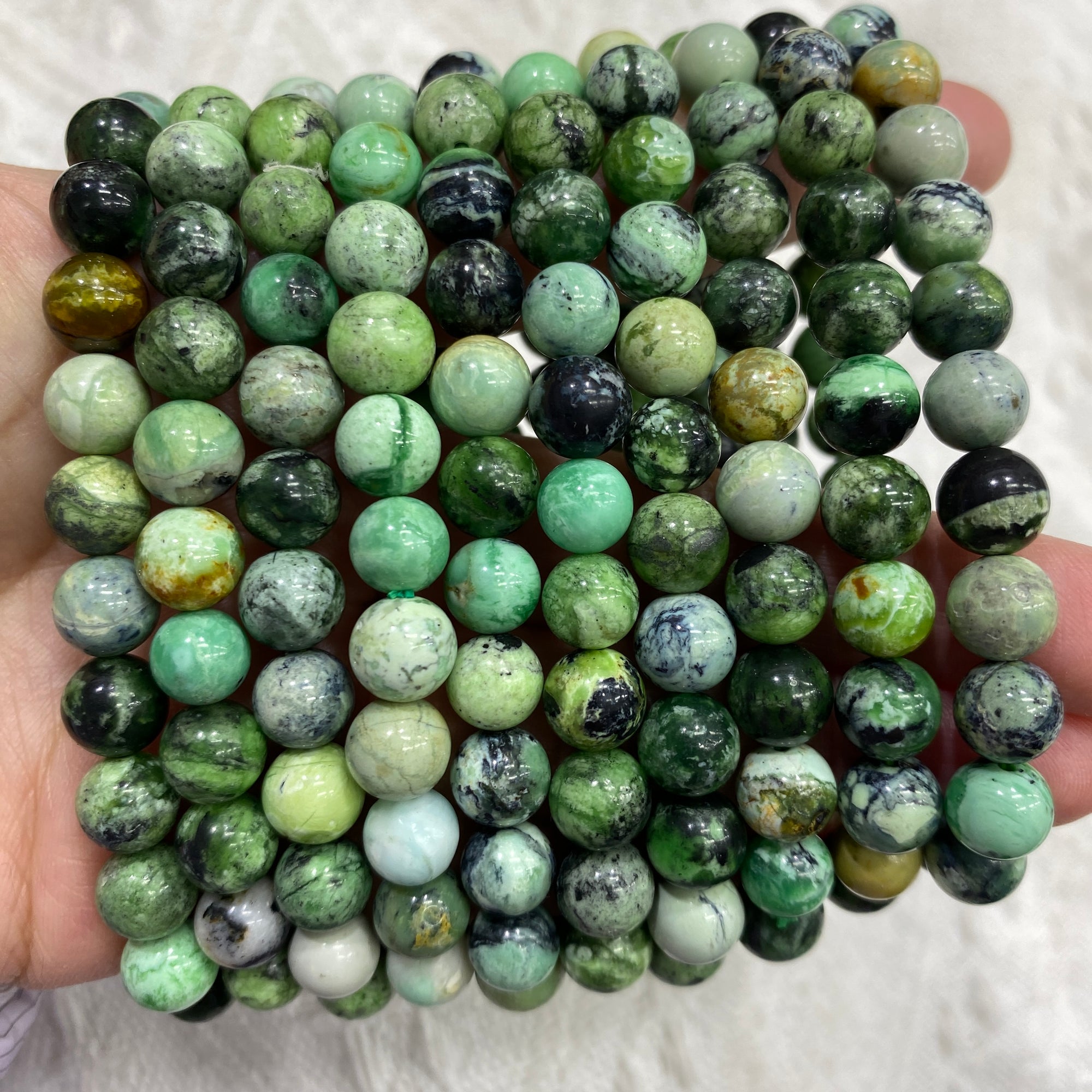 Variscite Beaded Stretch Bracelet - Grade A