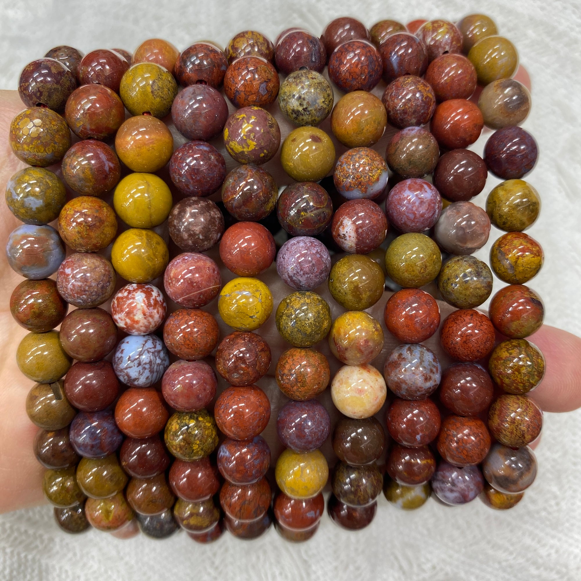 Warring State Agate Beaded Stretch Bracelet