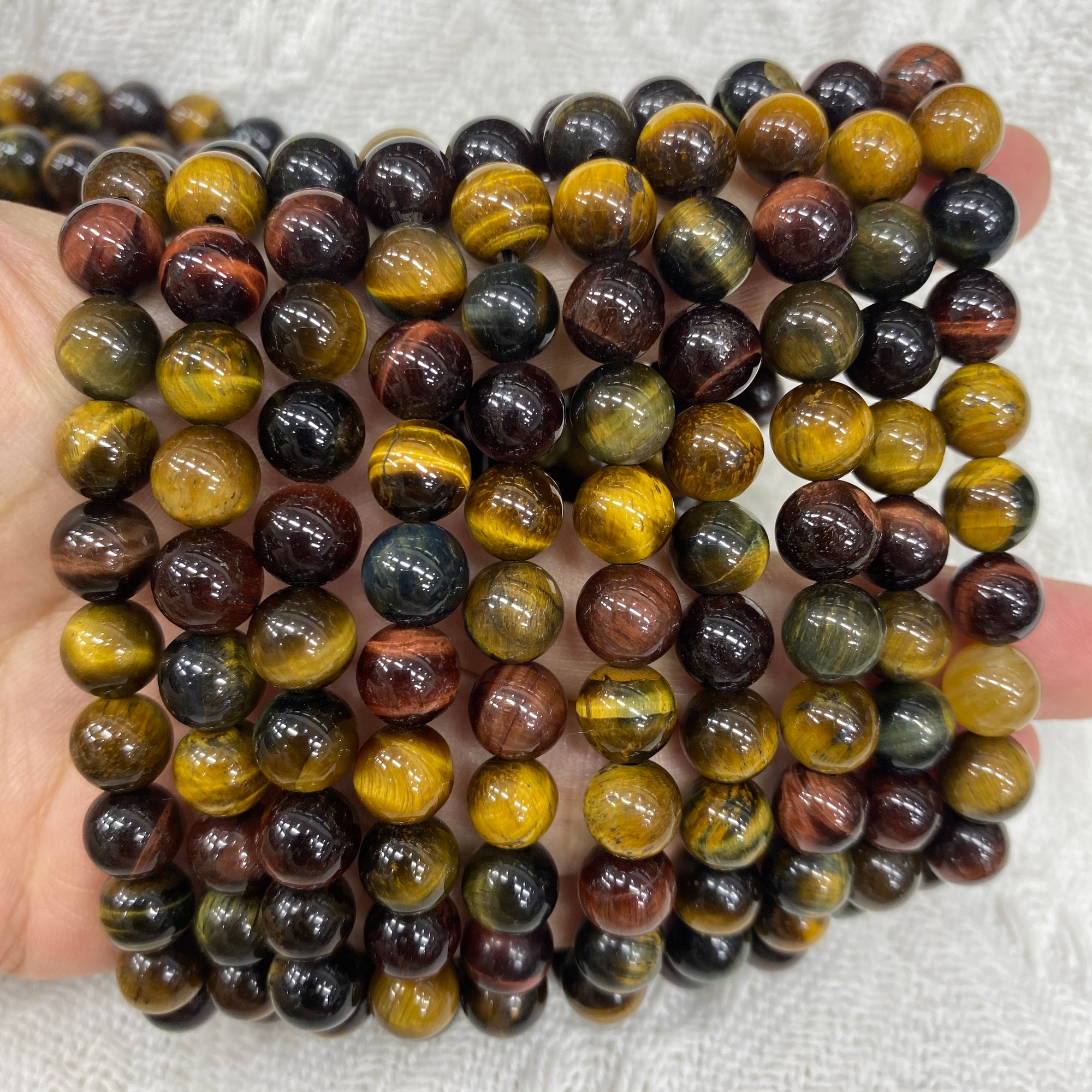 color mixed tiger's eye beaded bracelet