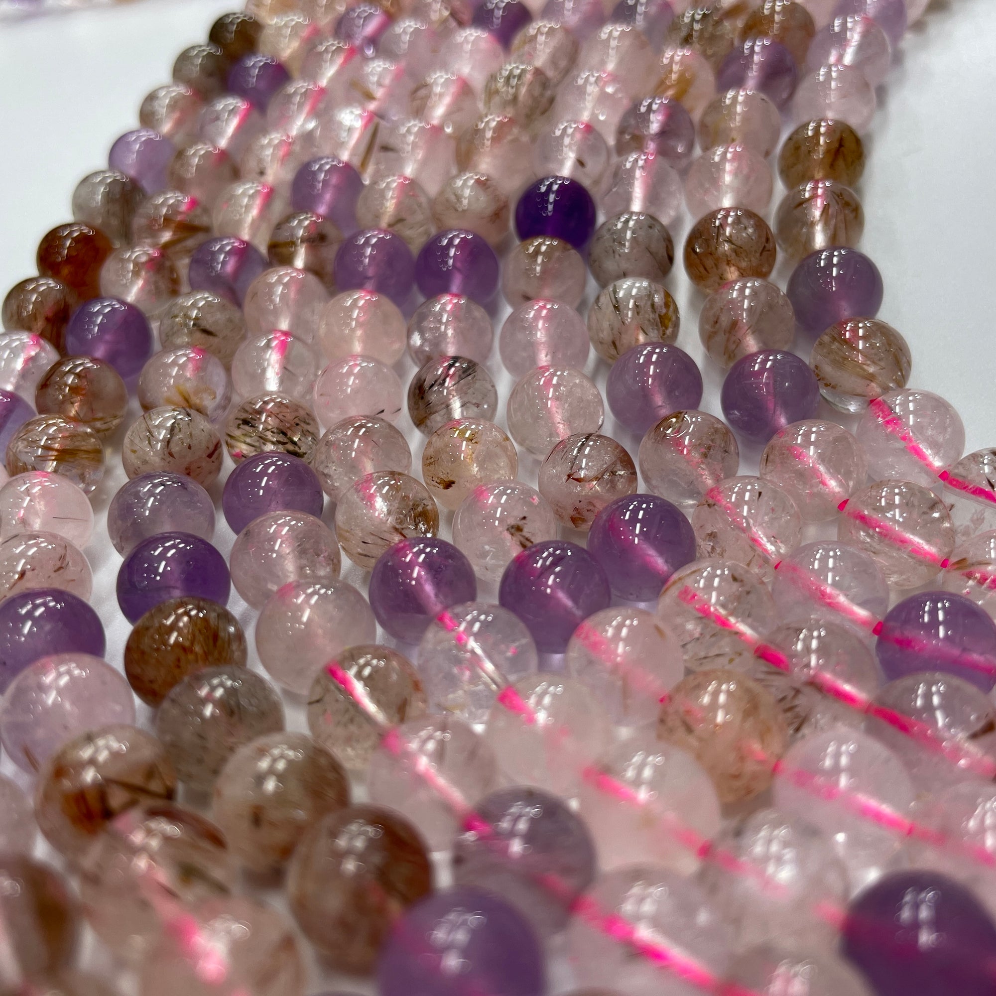 rutilated quartz beads mix amethyst