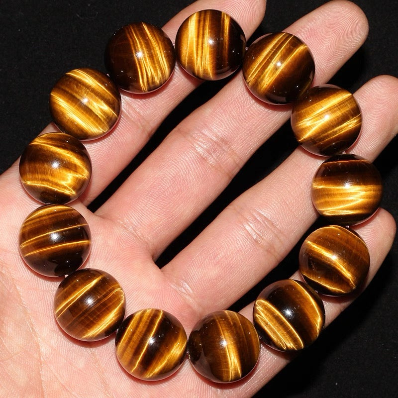 AAA Grade Golden Brown Tiger's Eye Round Bead Stretch Bracelet