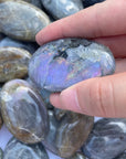 Labradorite Palm Stone( Purple Orange Glitter) Tumbles