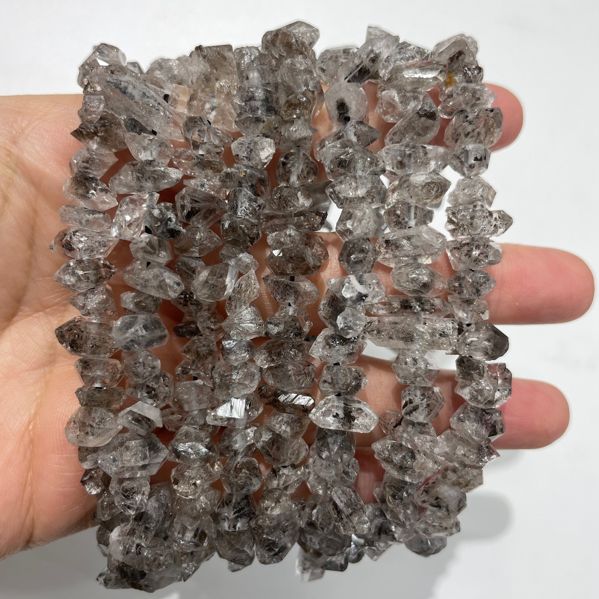Raw Herkimer Diamond Double-Terminated Crystal Stretch Bracelet