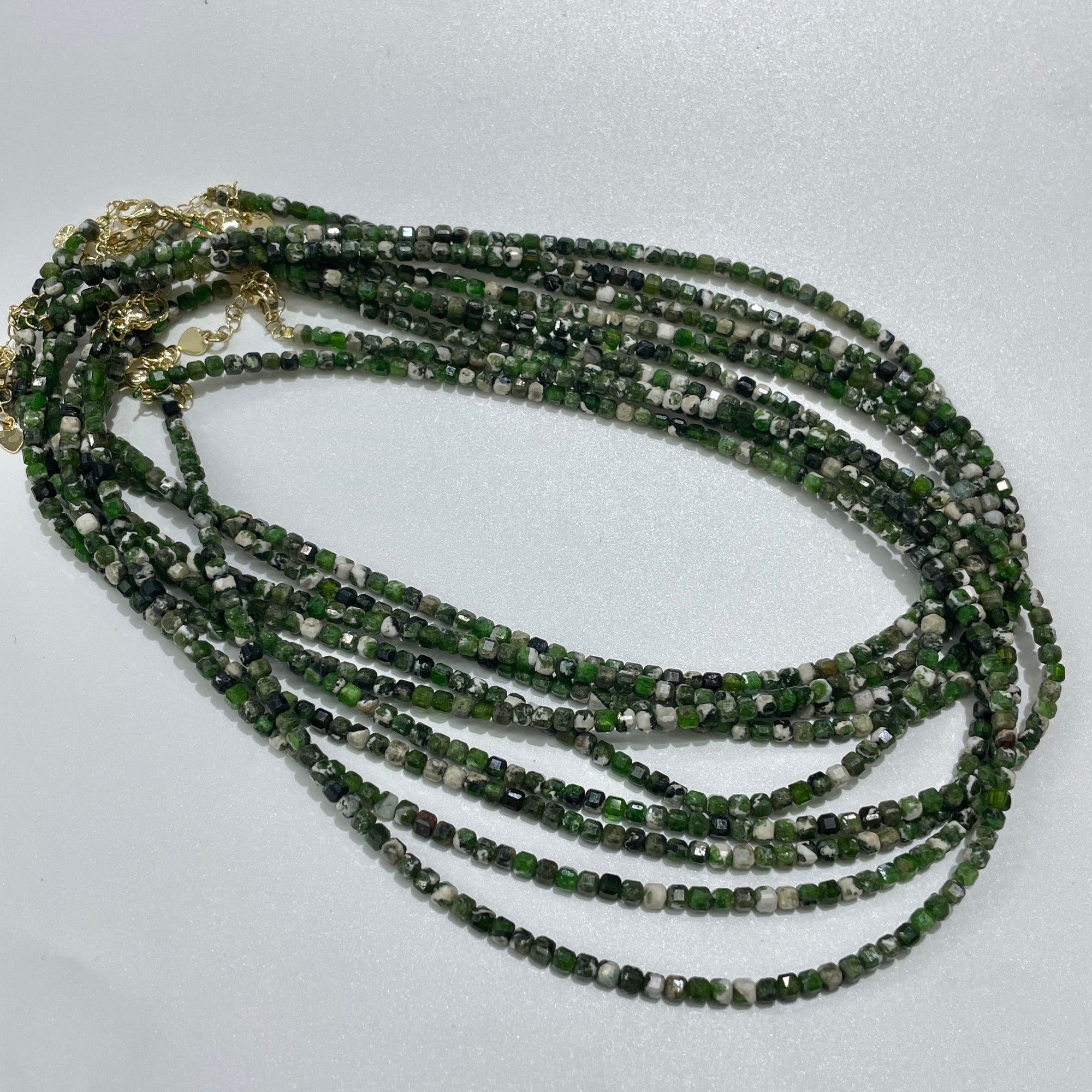 Chrome Diopside Micro Faceted Cube Collar Necklace