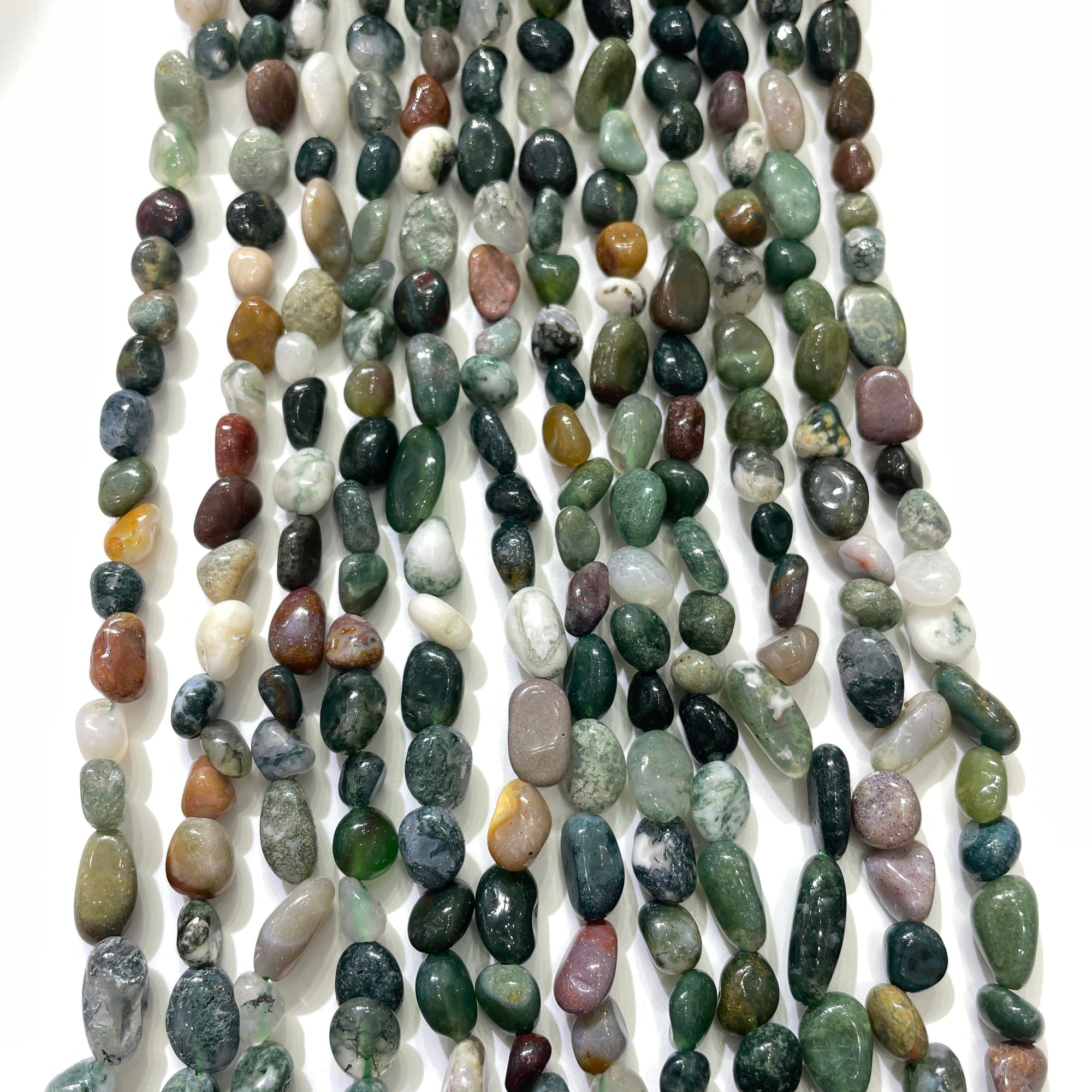 Moss Agate Nugget Bead Strand
