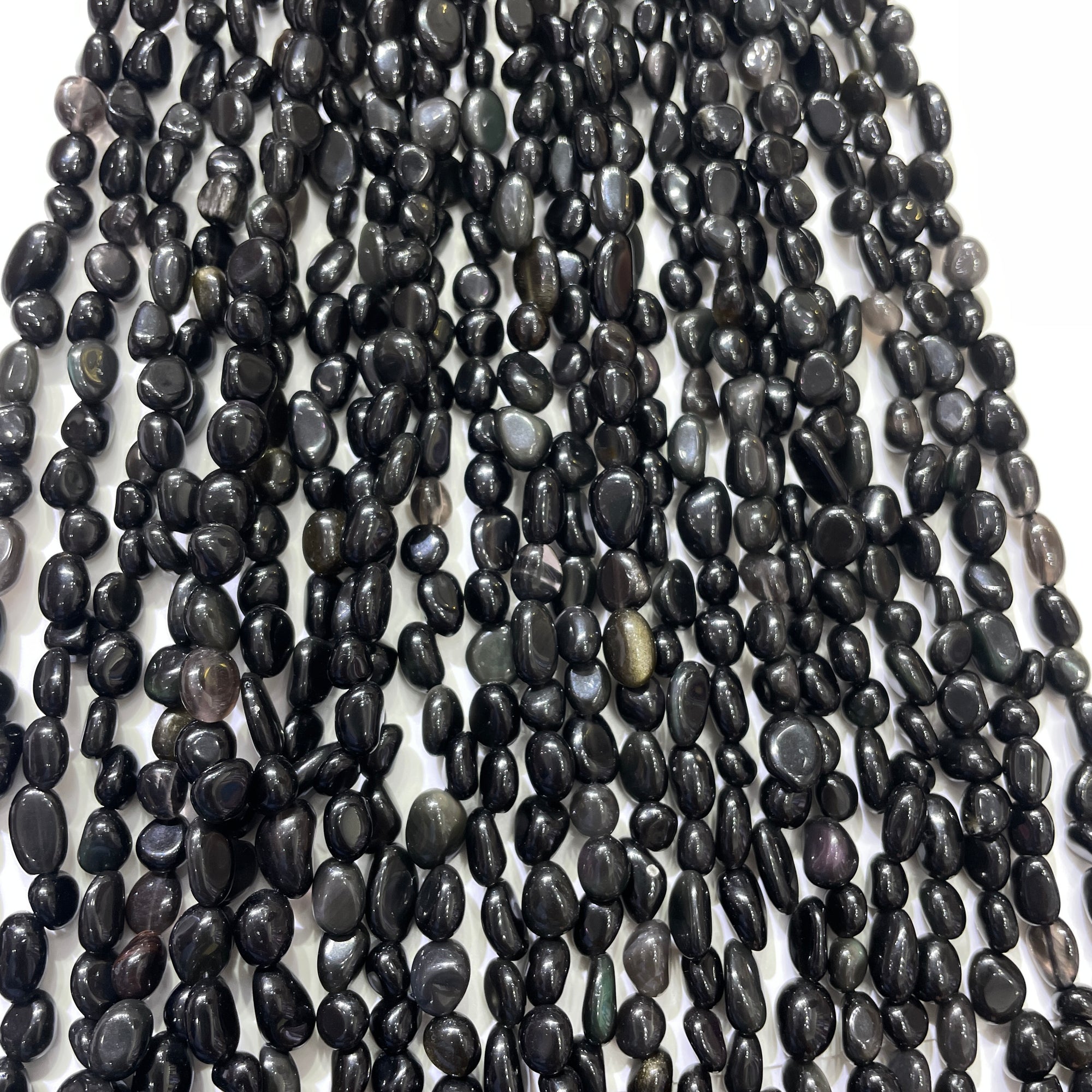 Golden Obsidian Nugget Bead Strand