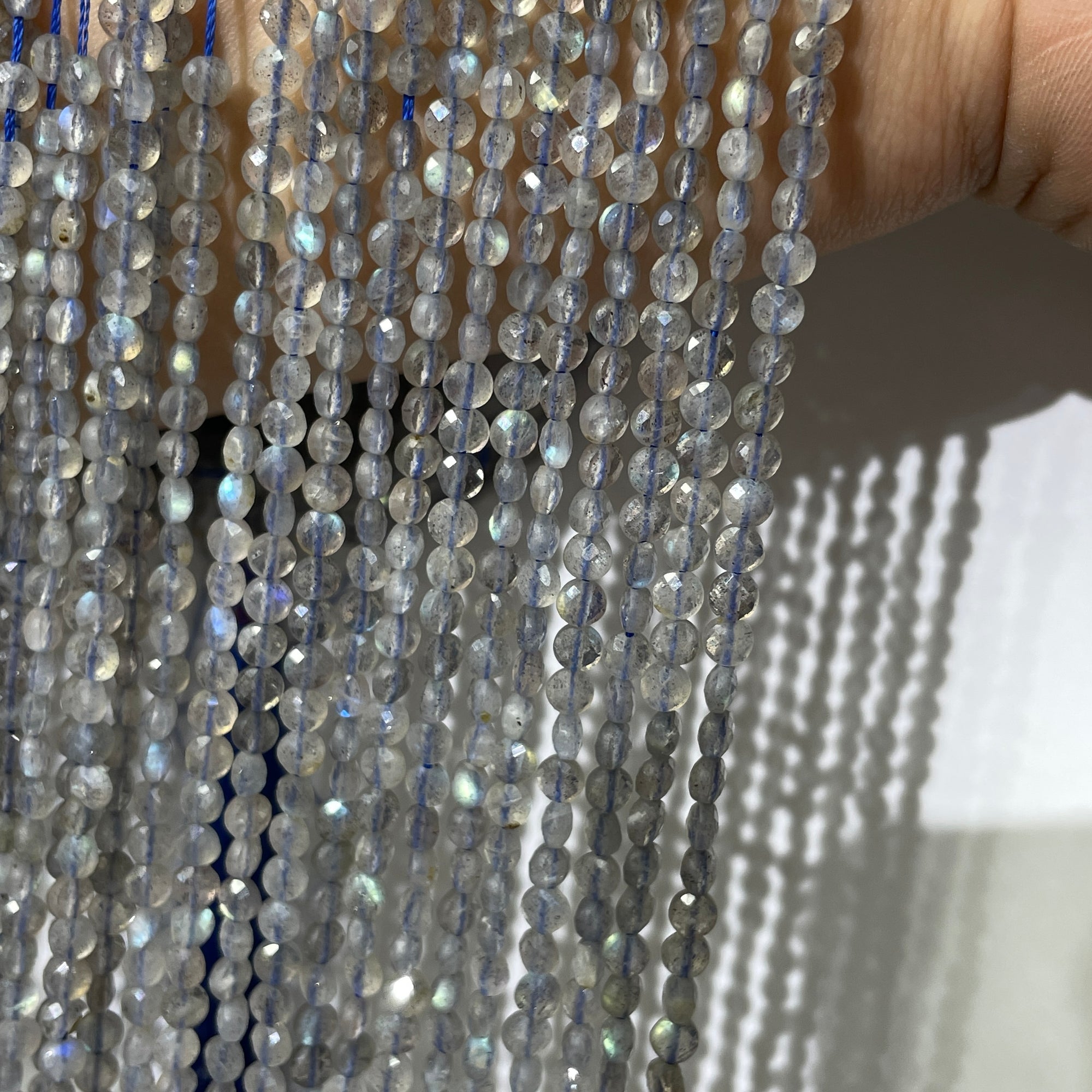 Labradorite AA Grade Faceted Rondelle Bead Strand-Vertical Drilled
