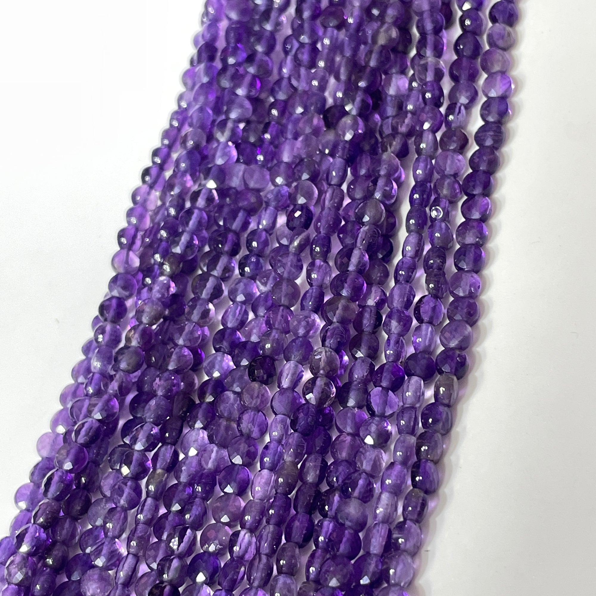 Amethyst Faceted Rondelle Bead Strand-Vertical Drilled
