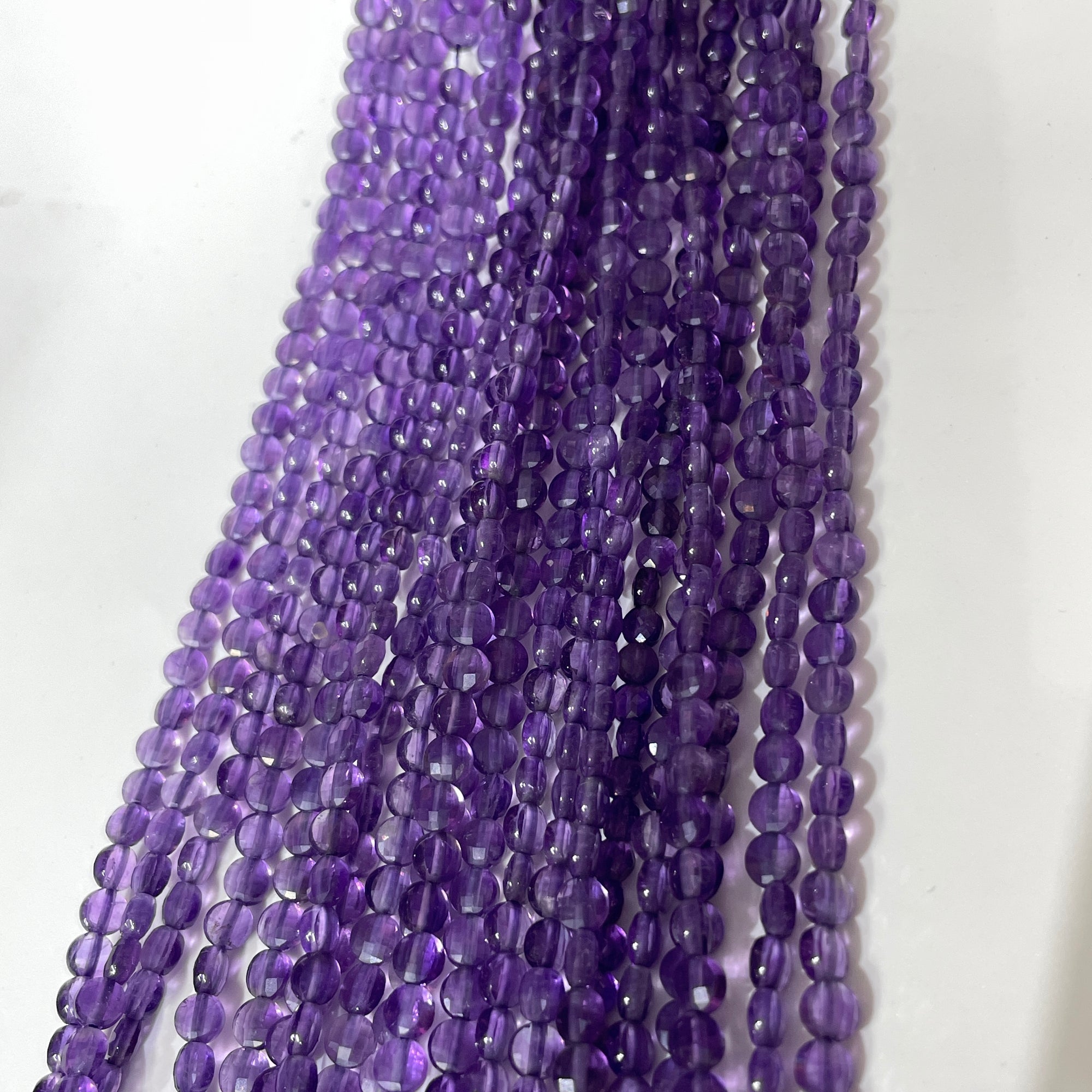 Amethyst AA Grade Faceted Rondelle Bead Strand-Vertical Drilled