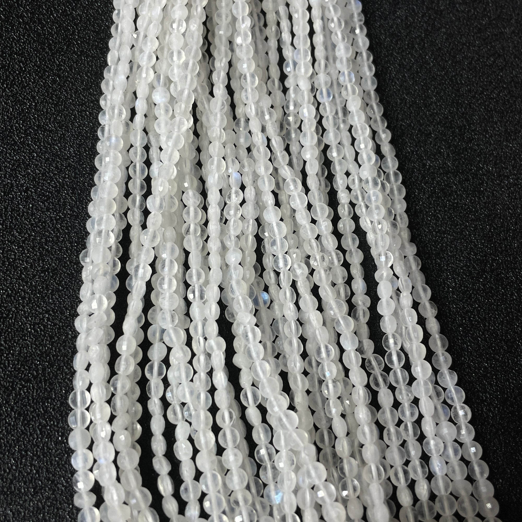 Moonstone AA Grade Faceted Rondelle Bead Strand-Vertical Drilled