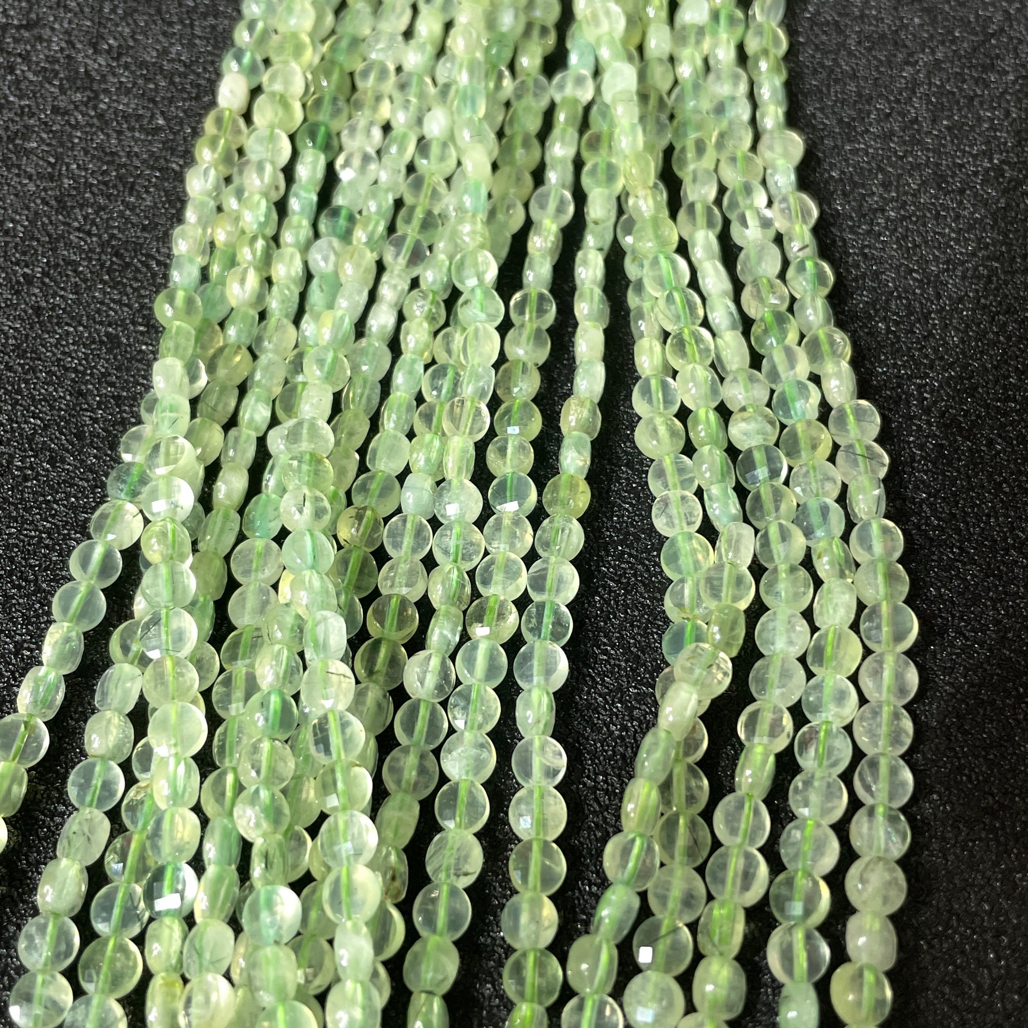 Prehnite Agate AA Grade Faceted Rondelle Bead Strand-Vertical Drilled