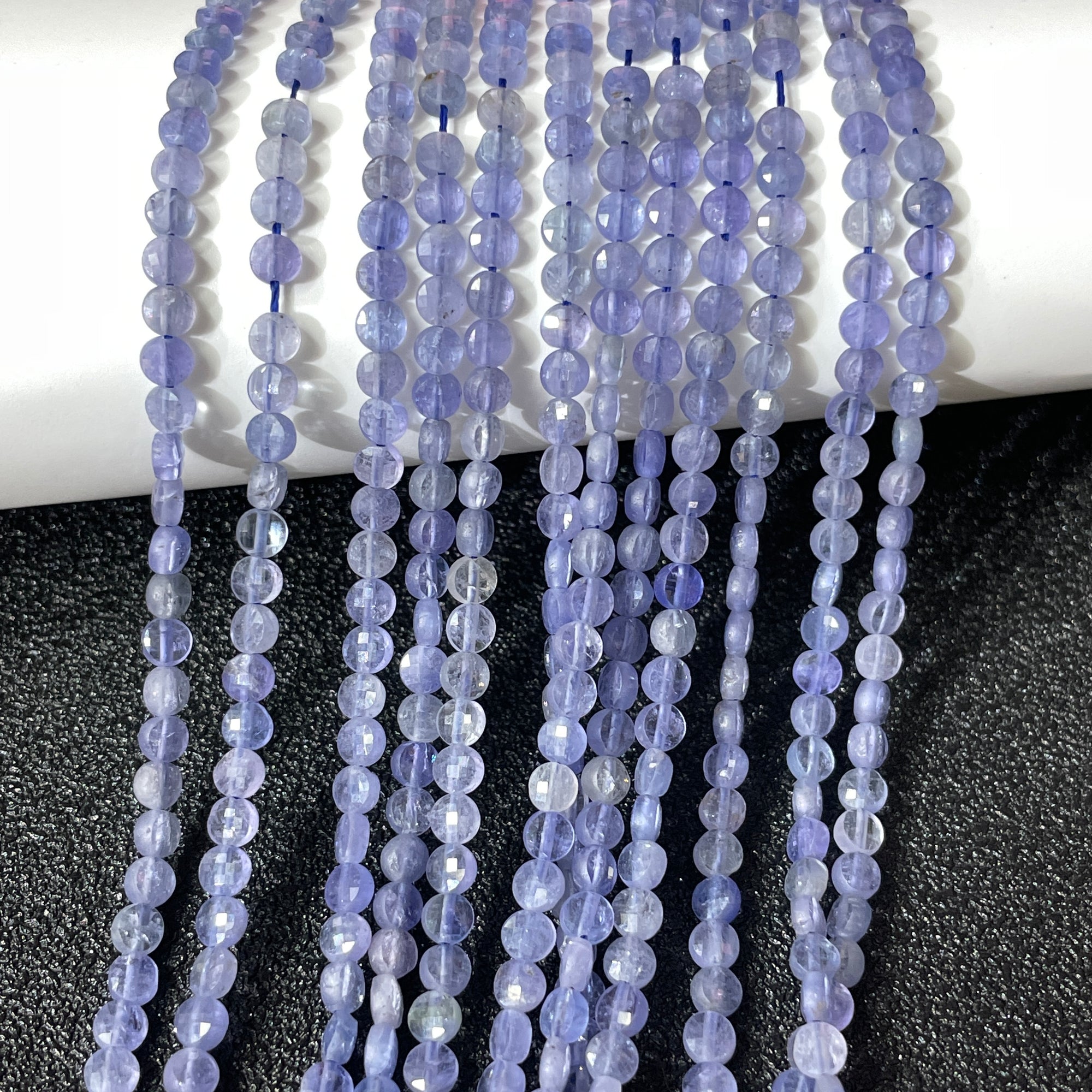 Tanzanite AA Grade Faceted Rondelle Bead Strand-Vertical Drilled